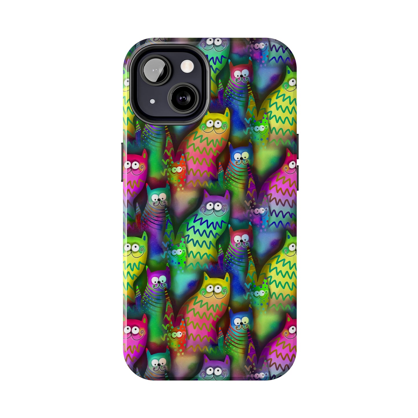 Neon Rainbow Cartoon Cats Iphone Tough Phone Case