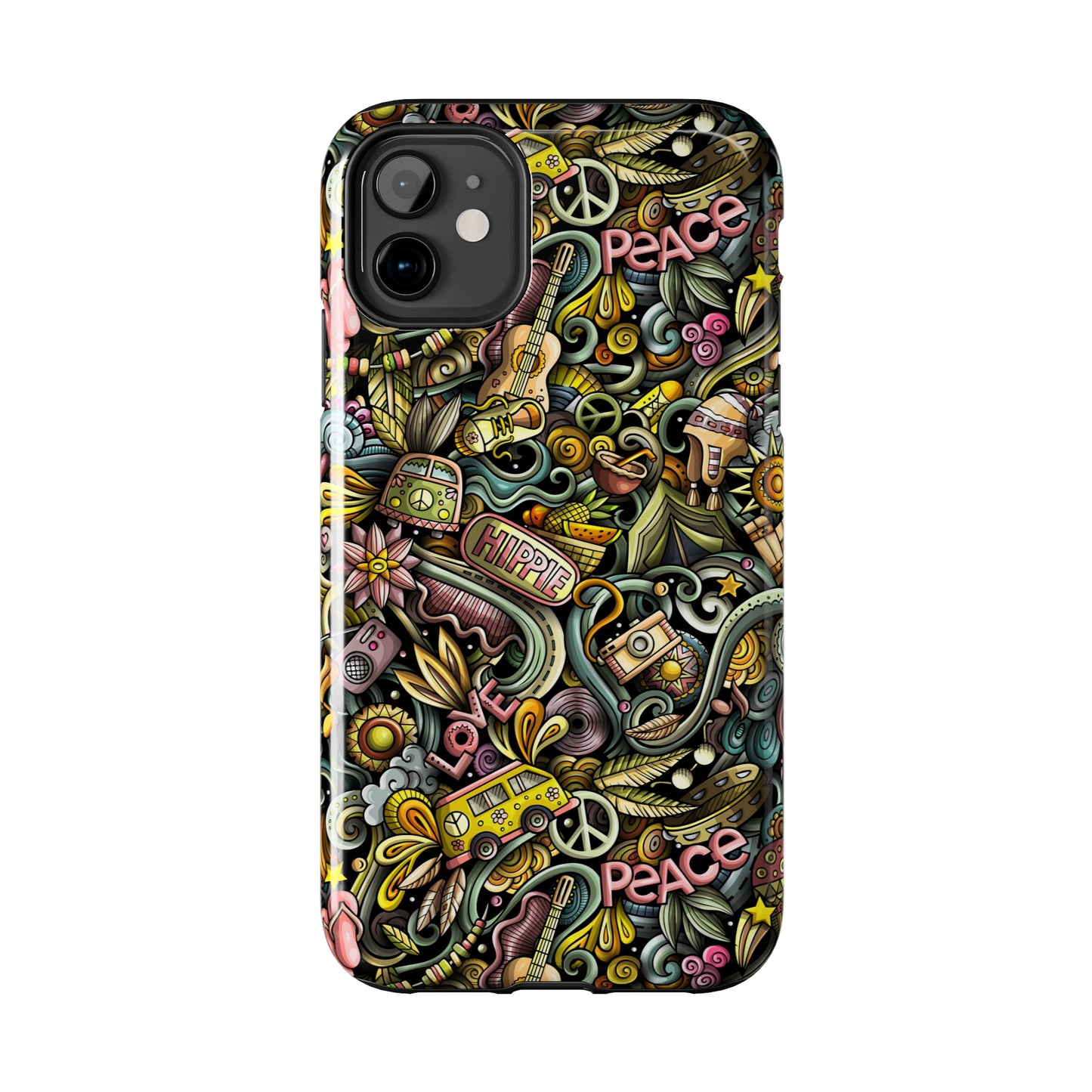 Peace, Love & VW Fun Cartoon Design Iphone Tough Phone Case