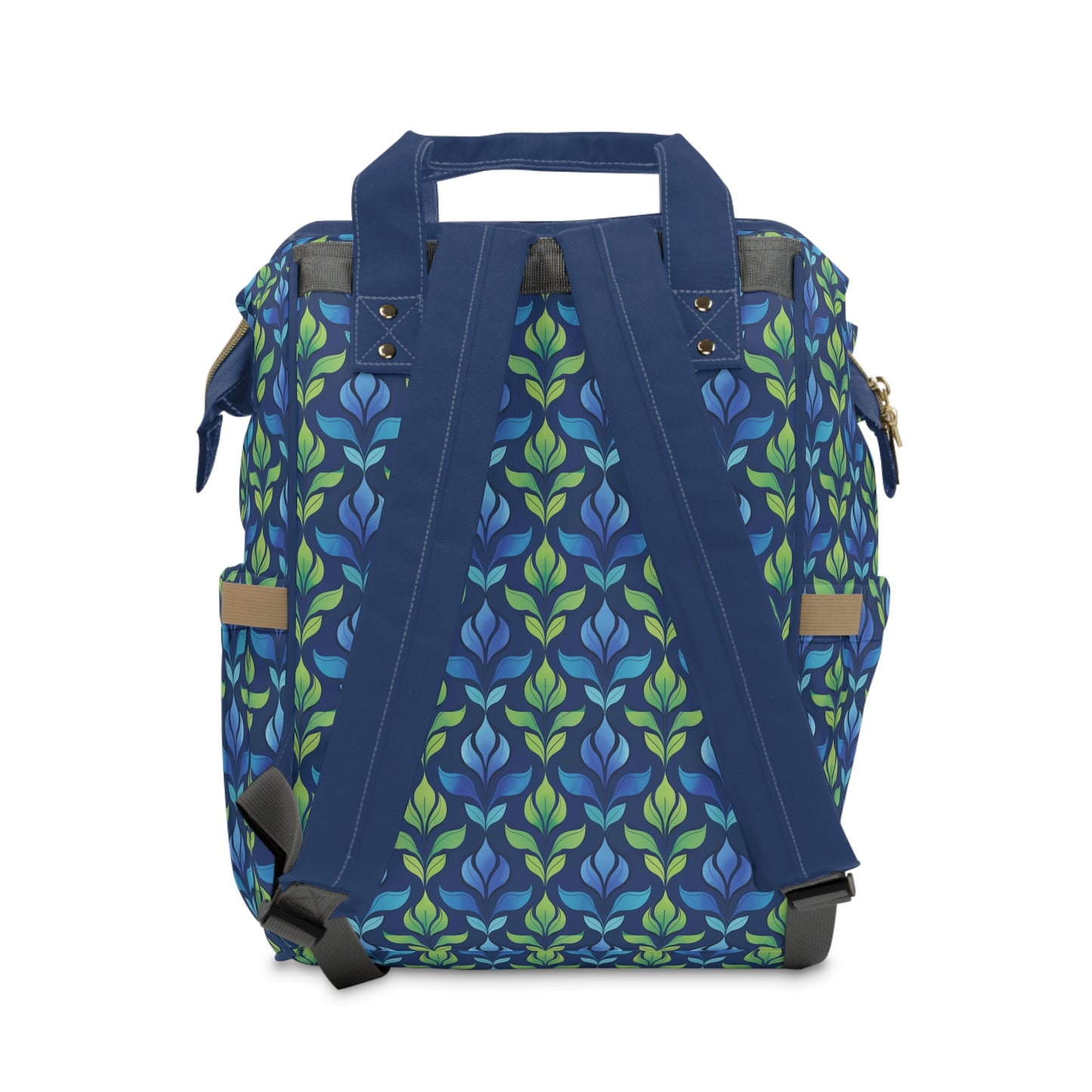 Vintage Blue and Green Botanical Multifunctional Diaper Backpack