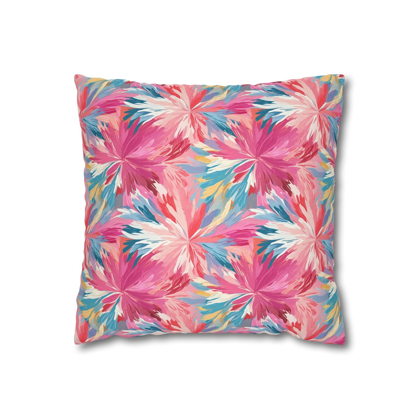 Whispering Sunset: Muted Pinks, Blues, and Gold Watercolor Flowers Spun Polyester Square Pillowcase 4 Sizes