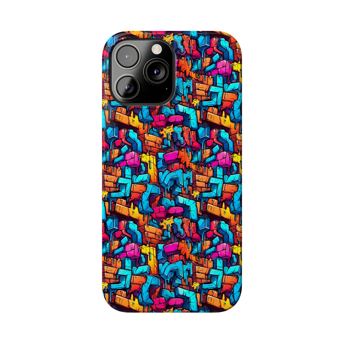 3D Rainbow Colored Graphic Blocks Design Iphone 15-12 Slim Phone Case