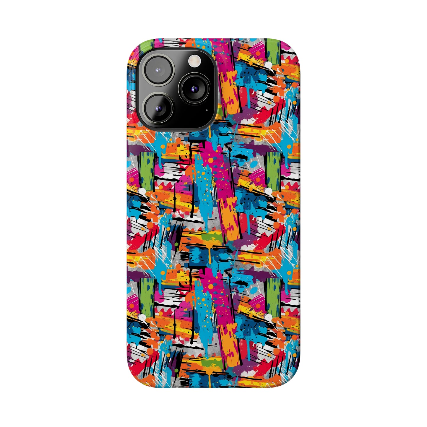 Abstract Brush Painted Colorful Design Iphone 15-12 Slim Phone Case