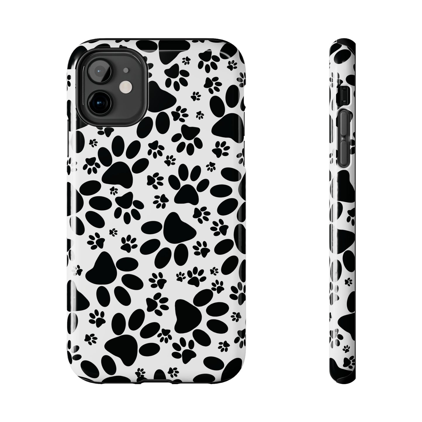 Stealthy Tracks: Black Animal Paw Prints Iphone Tough Phone Case