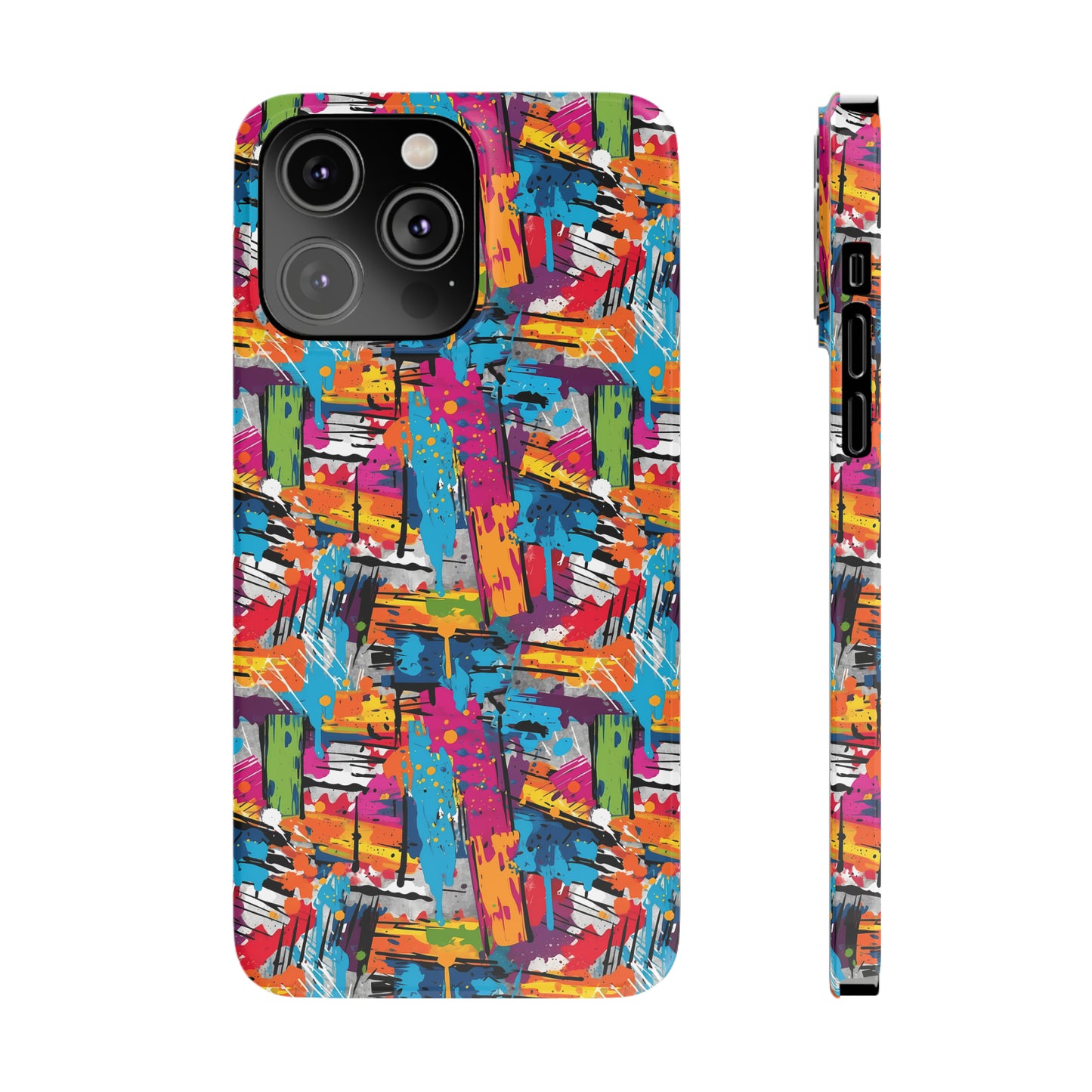 Abstract Brush Painted Colorful Design Iphone 15-12 Slim Phone Case