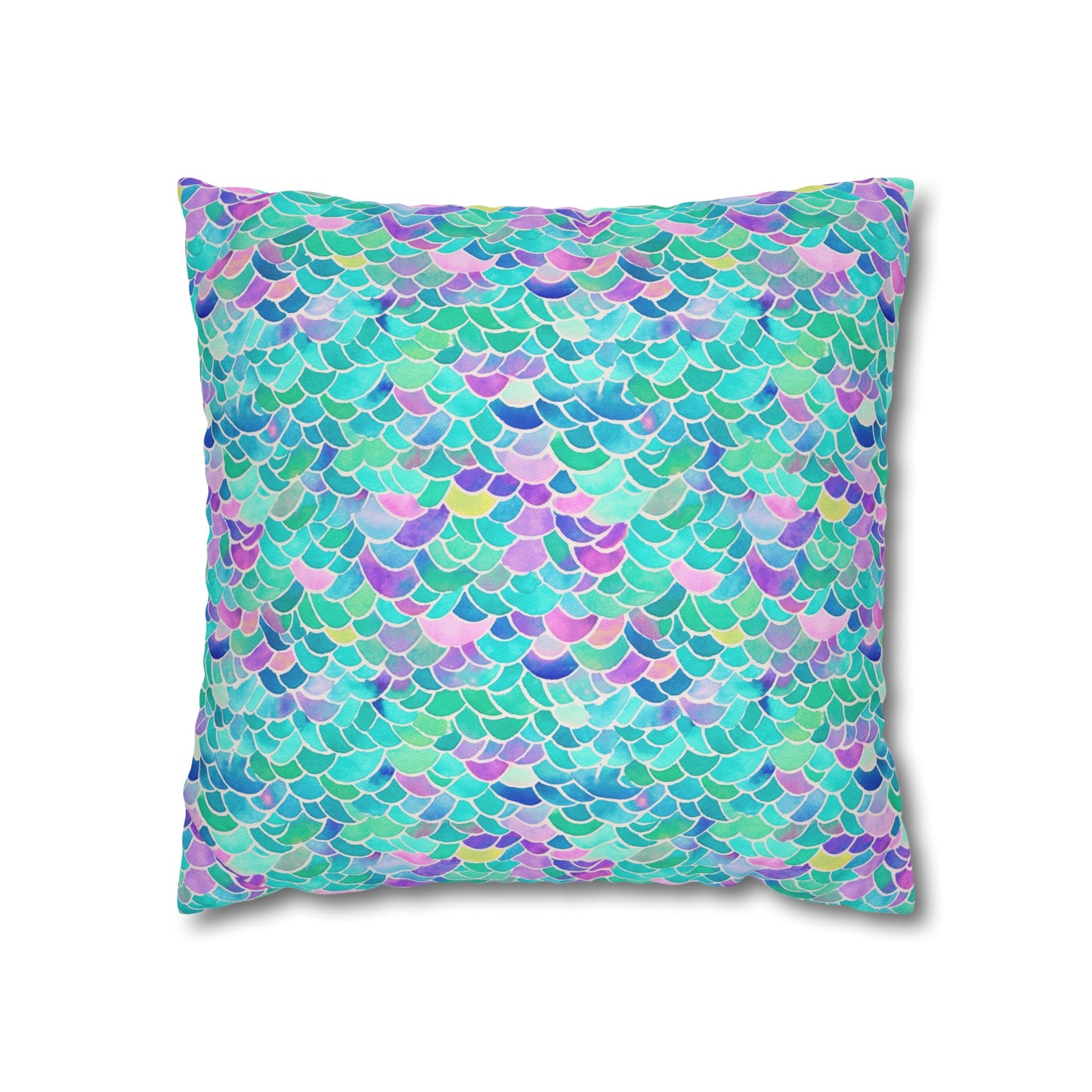 Pastel Seas: Mermaid Tail in Enchanting Pastel Hues Spun Polyester Square Pillowcase 4 Sizes