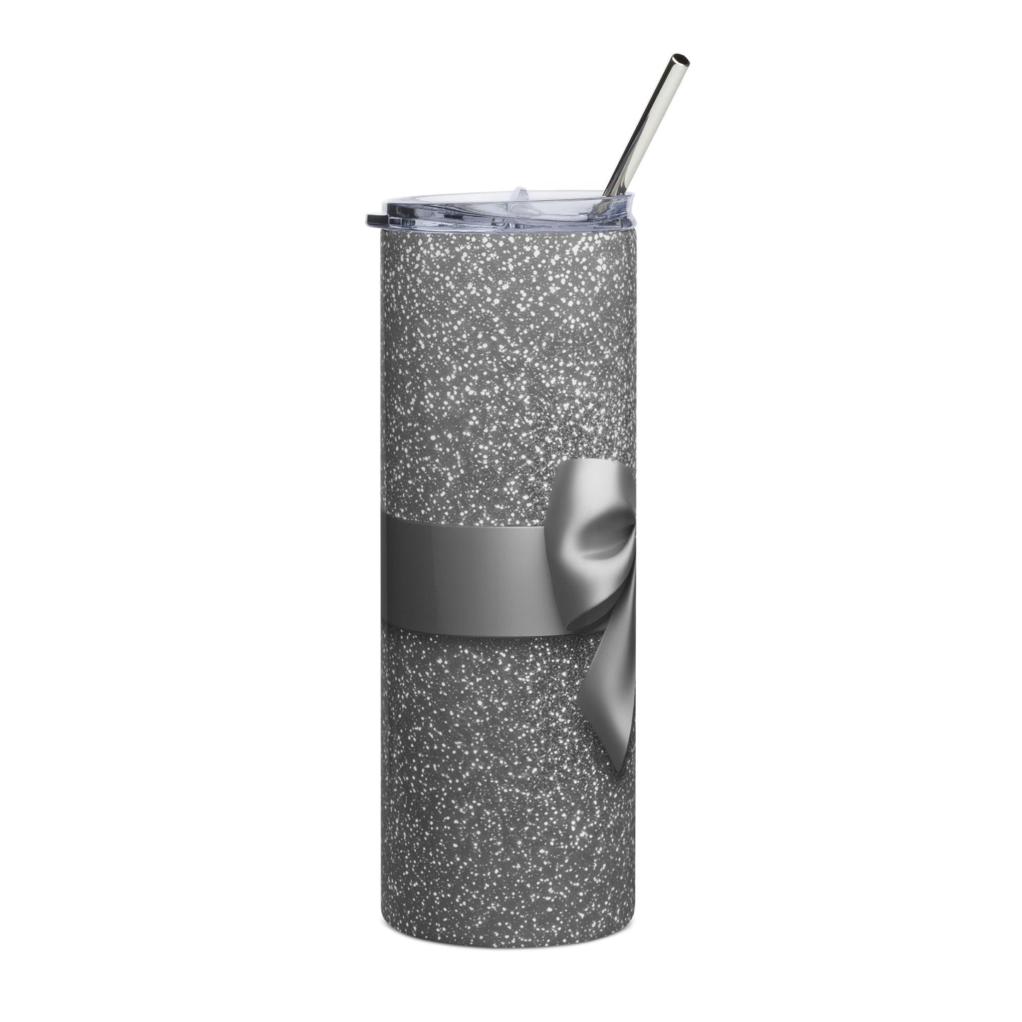 Bling Sparkle Coquette Bow and Jewels Glam Silver Seamless Design 20 oz Skinny Tumbler