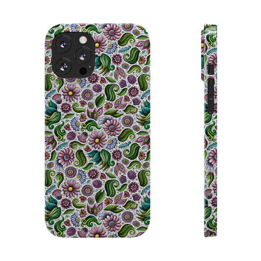 Purple & Pink Daisy Floral Print Iphone 15-12 Slim Phone Case