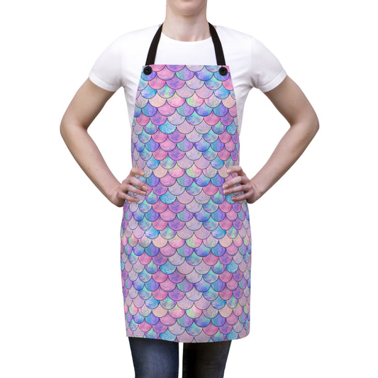 Enchanting Mermaid Hues: Pink and Purple Shimmering Scales - Kitchen Chef Apron