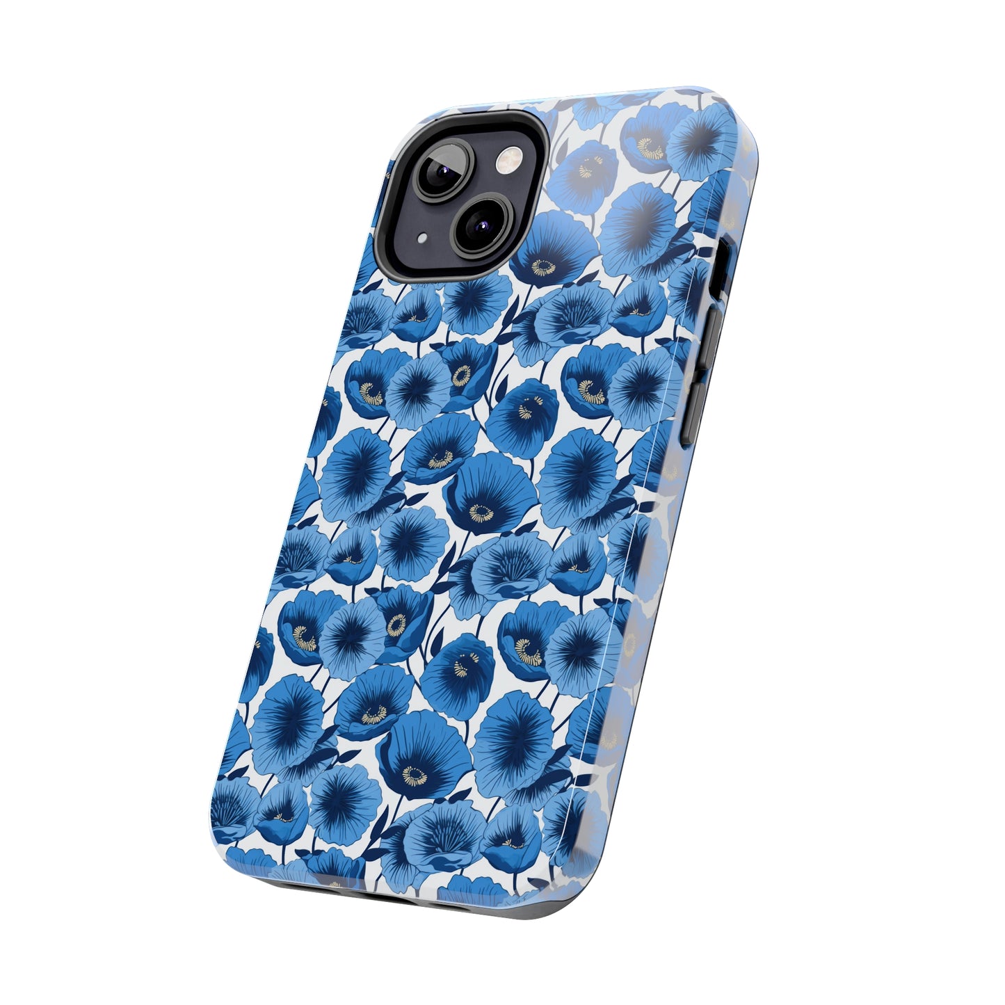 Vivid Blooms Bright Blue Poppies Design Iphone Tough Phone Case