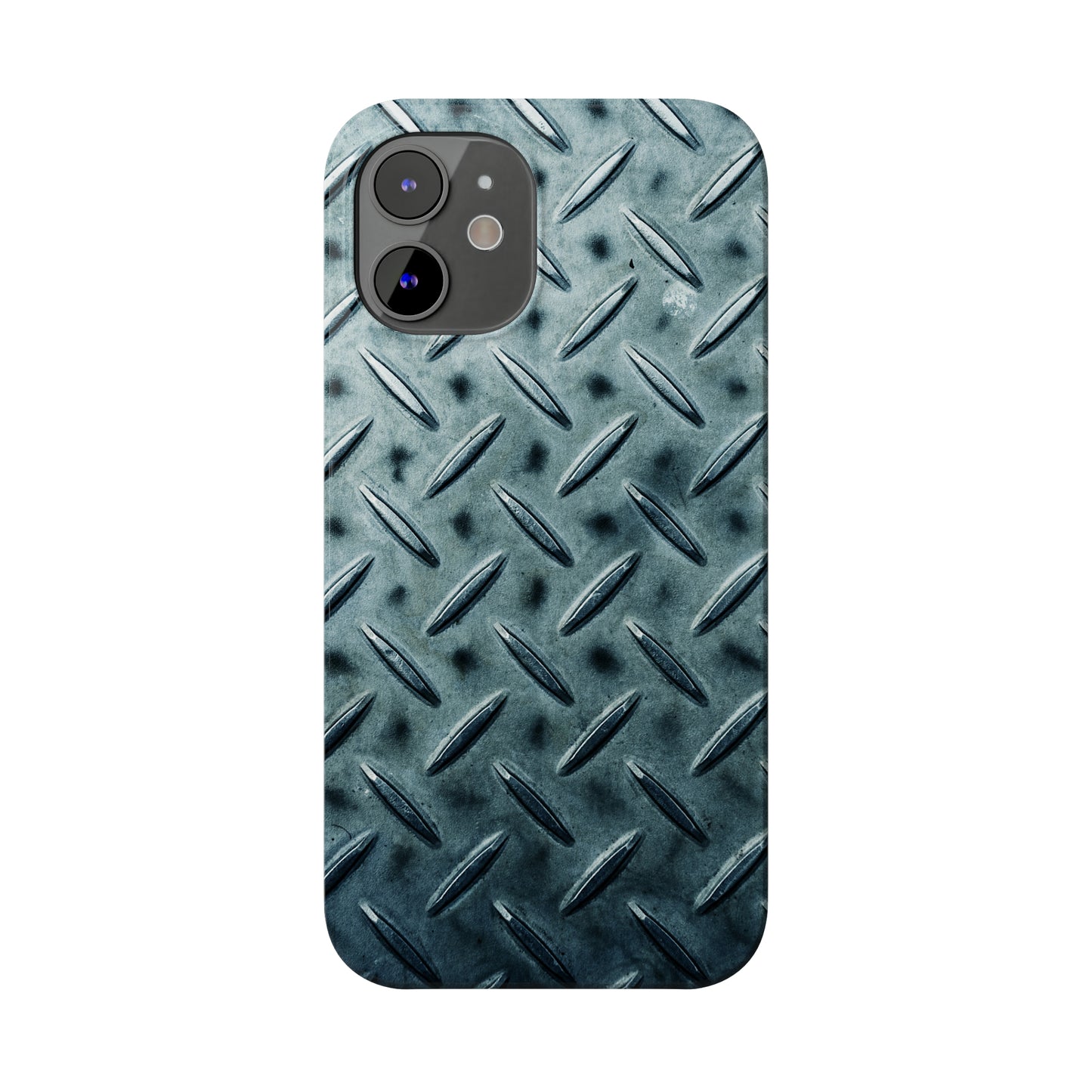 Blue Steel Diamond Plate Design Iphone 15-12 Slim Phone Case