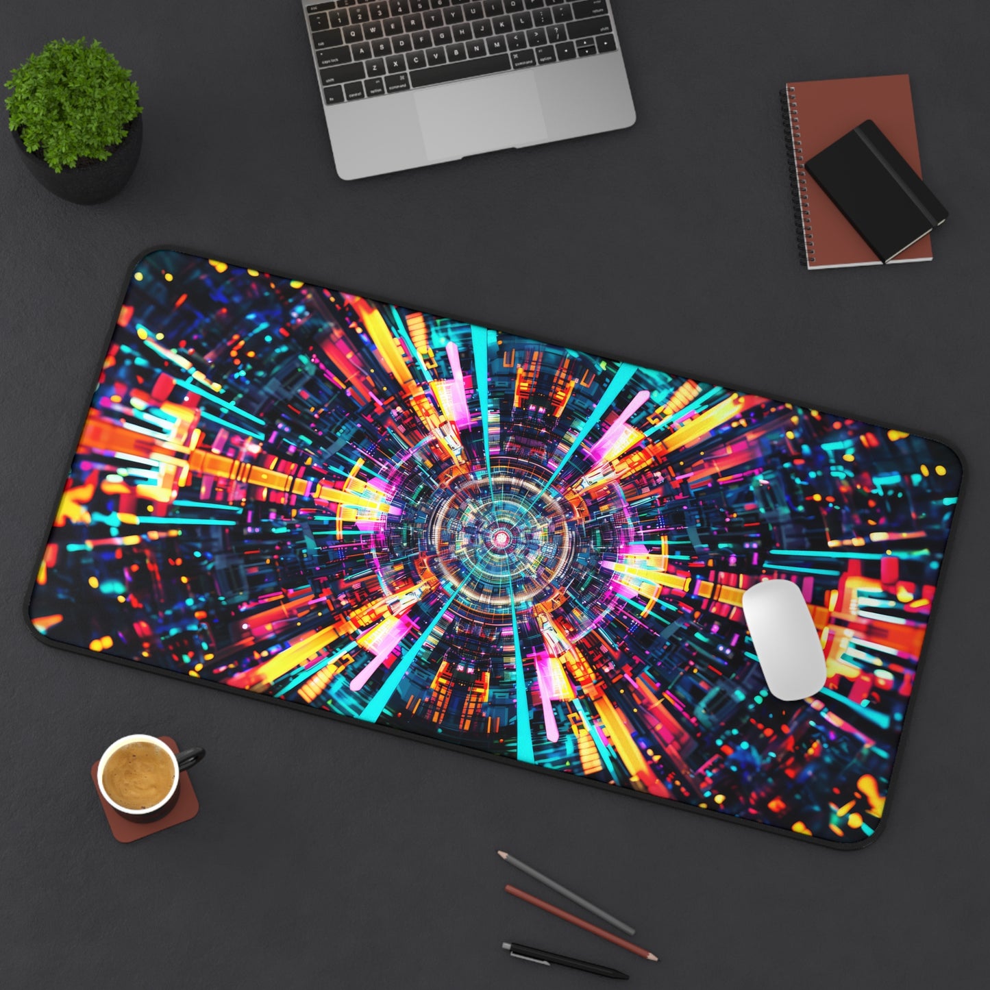 Vortex Gateway in Neon Tunnel of Light and Energy Extended Gaming Mouse Pad  Desk Mat  - 3 Sizes