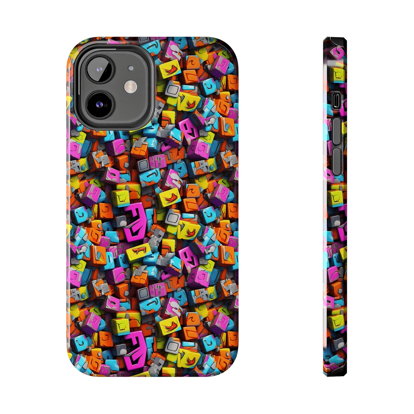 3D Abstract Colorful Block Design Iphone Tough Phone Case