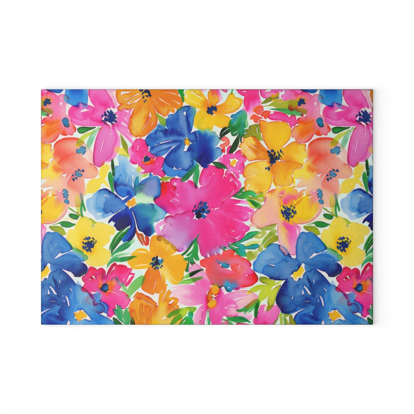 Springtime Kaleidoscope: Multi-color Watercolor Blossoms in Bloom Cutting Board 2 Sizes