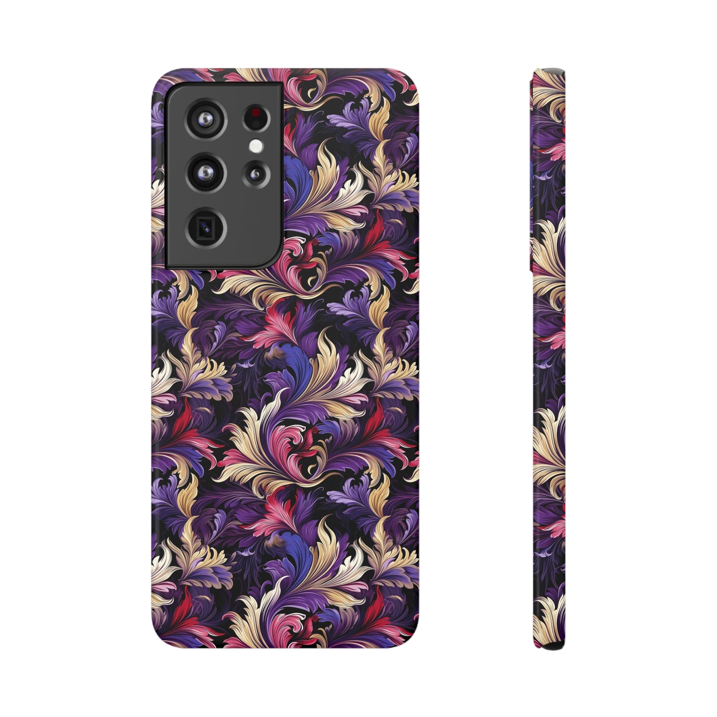 Purple, Gold & Pink Floral Swirls of Foliage Design Samsung Slim Cases