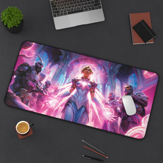 Futuristic Warrior Mousepad, Knight with Glowing Armor , Desk Mat, Extra Large Mousepad, Gaming Desk Mat, Desktop Accessory