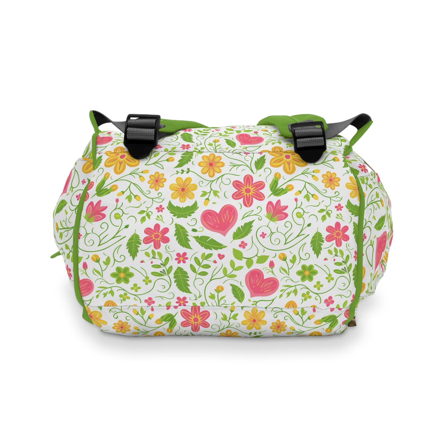 Sunshine Love: Spring Flowers and Hearts in Yellows and Pinks Multifunctional Diaper Backpack