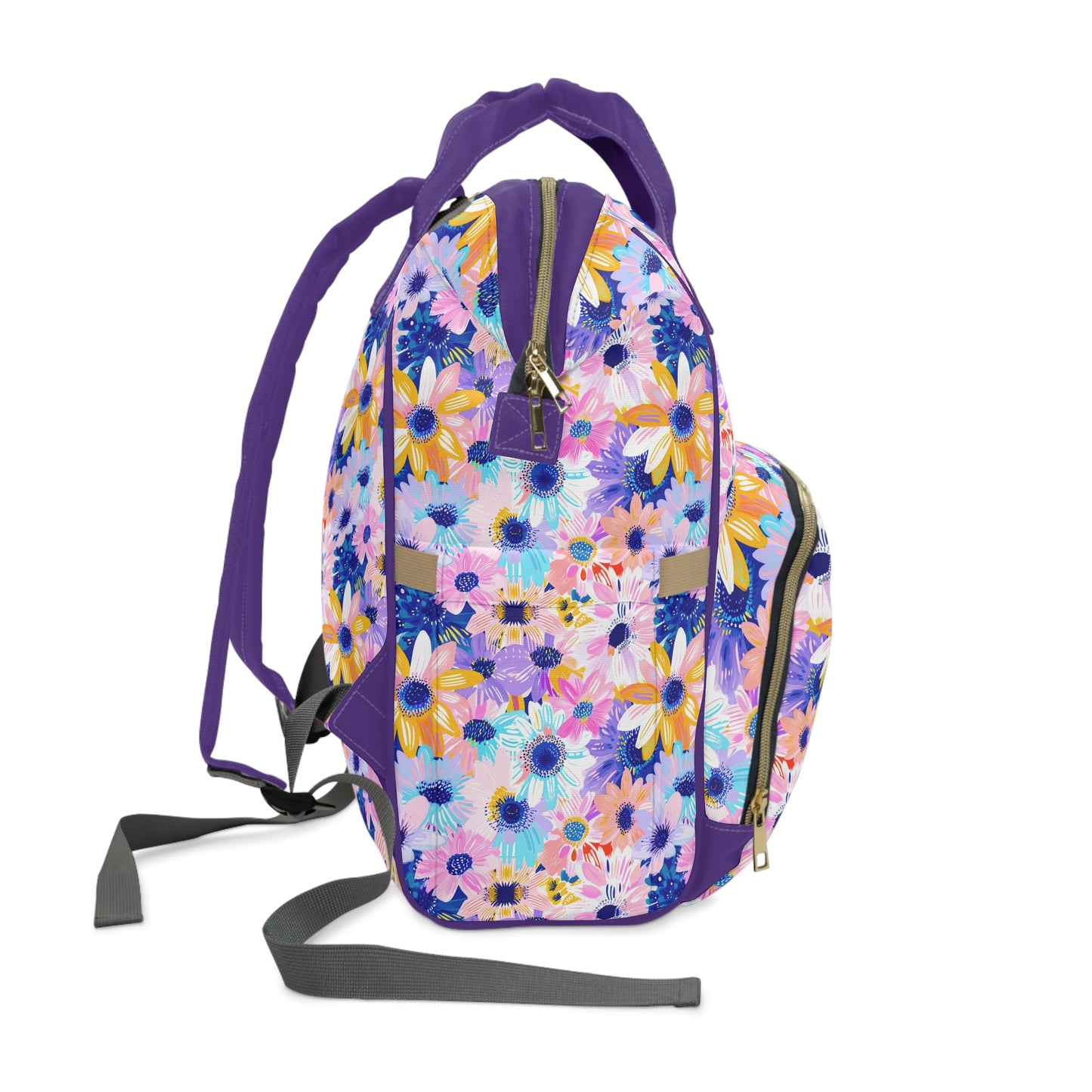 Watercolor Wonderland: Large Colorful Daisies Blooming with Radiance Multifunctional Diaper Backpack