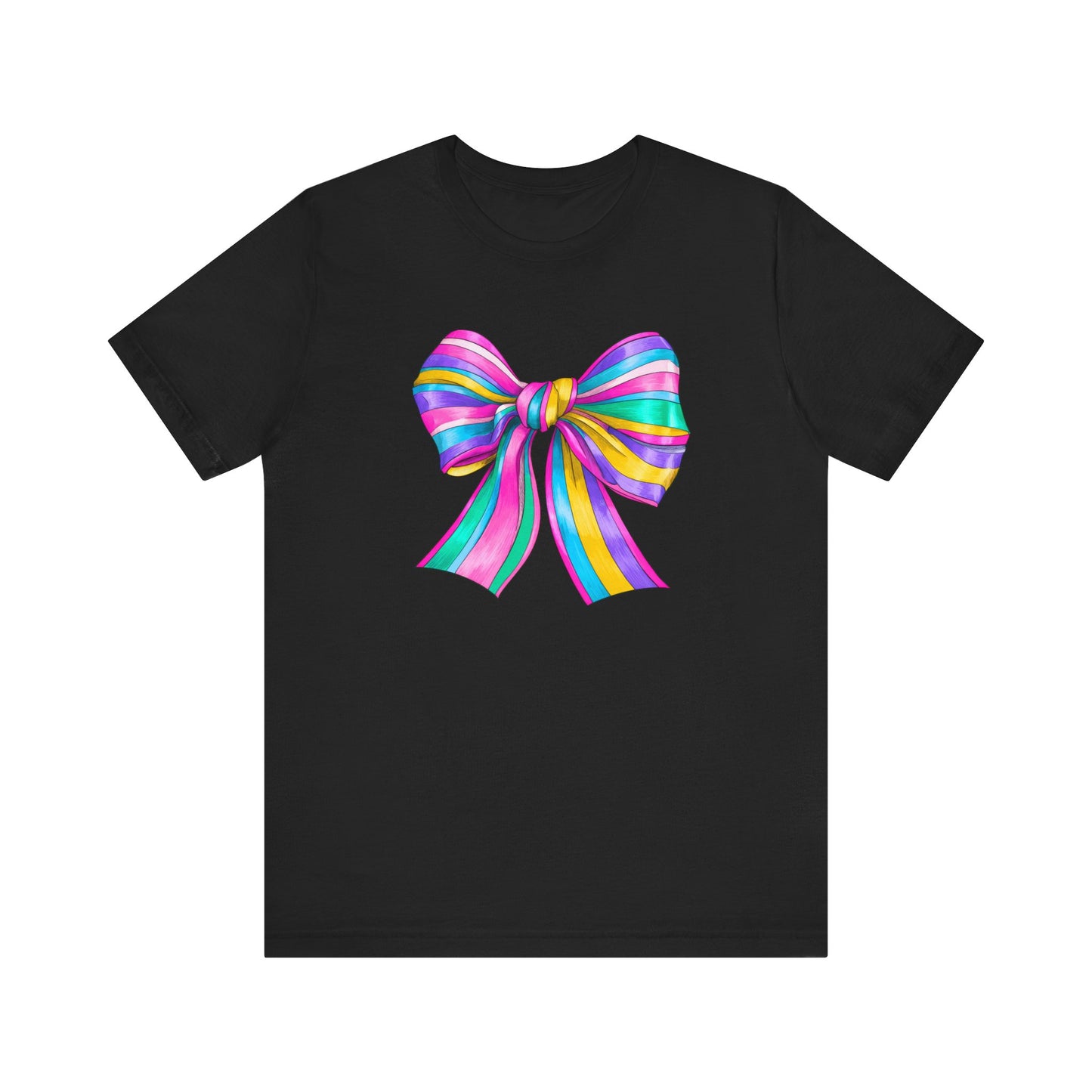 Coquette Bow Rainbow Stripes Jersey Short Sleeve T-shirt