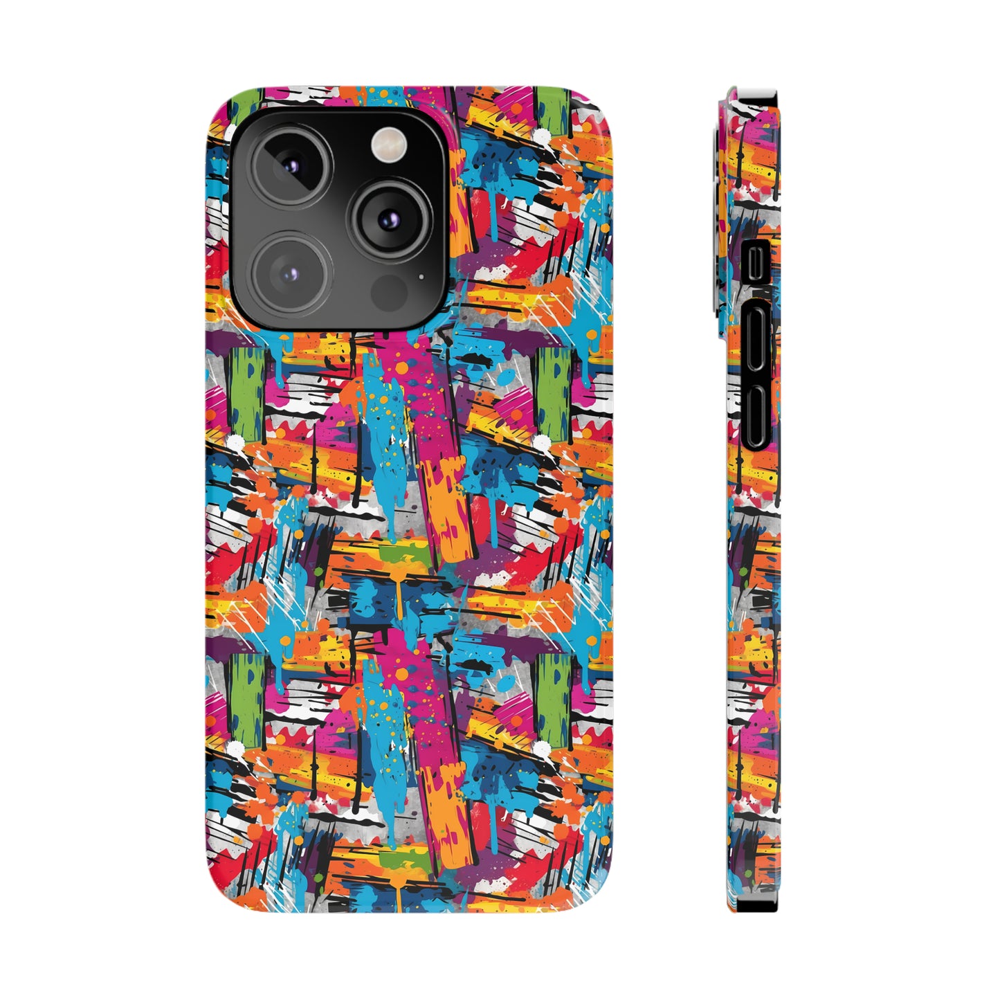 Abstract Brush Painted Colorful Design Iphone 15-12 Slim Phone Case