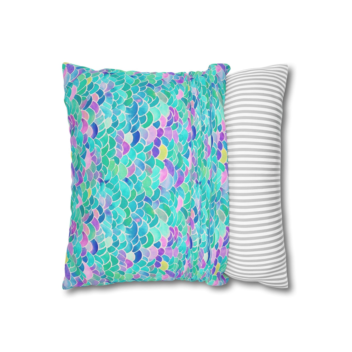 Pastel Seas: Mermaid Tail in Enchanting Pastel Hues Spun Polyester Square Pillowcase 4 Sizes