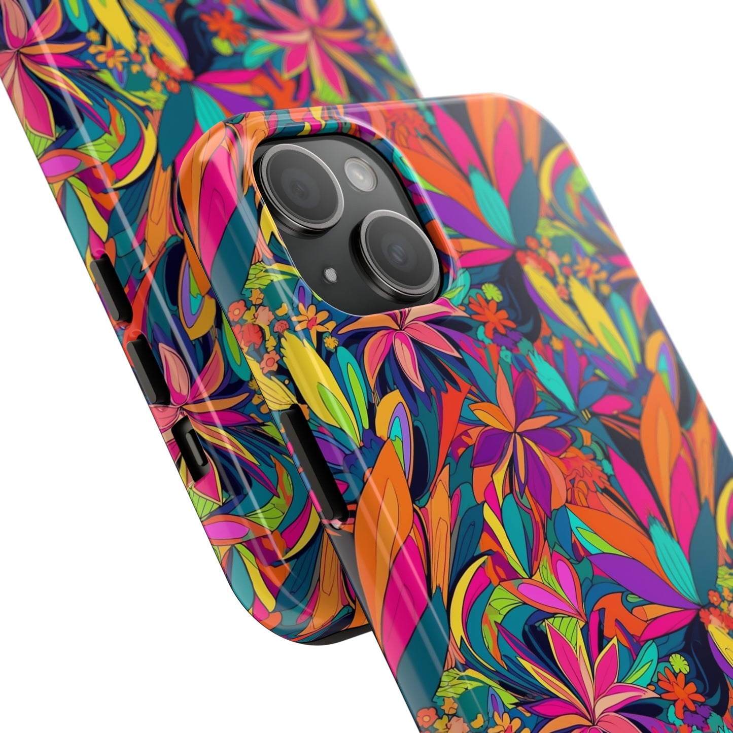 Tropical Neon Flowers Iphone Tough Phone Case