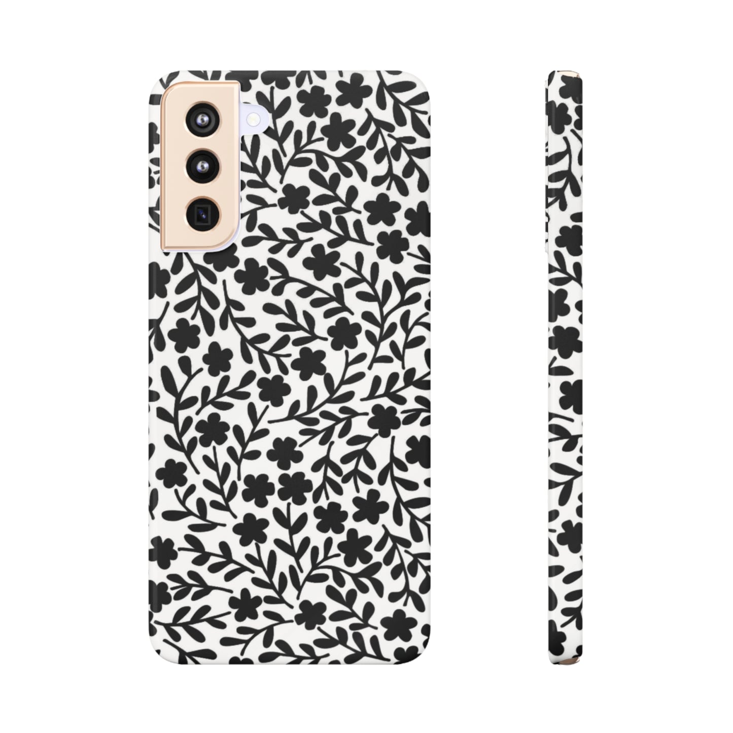 Black & White Floral Design Samsung Slim Cases