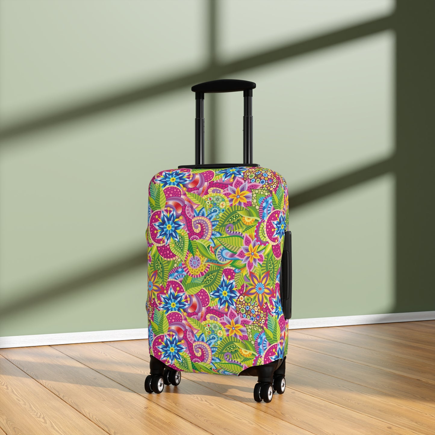 Vibrant Array of Abstract Flowers and Paisley in Rainbow Hues - Luggage Protector and Cover 3 Sizes