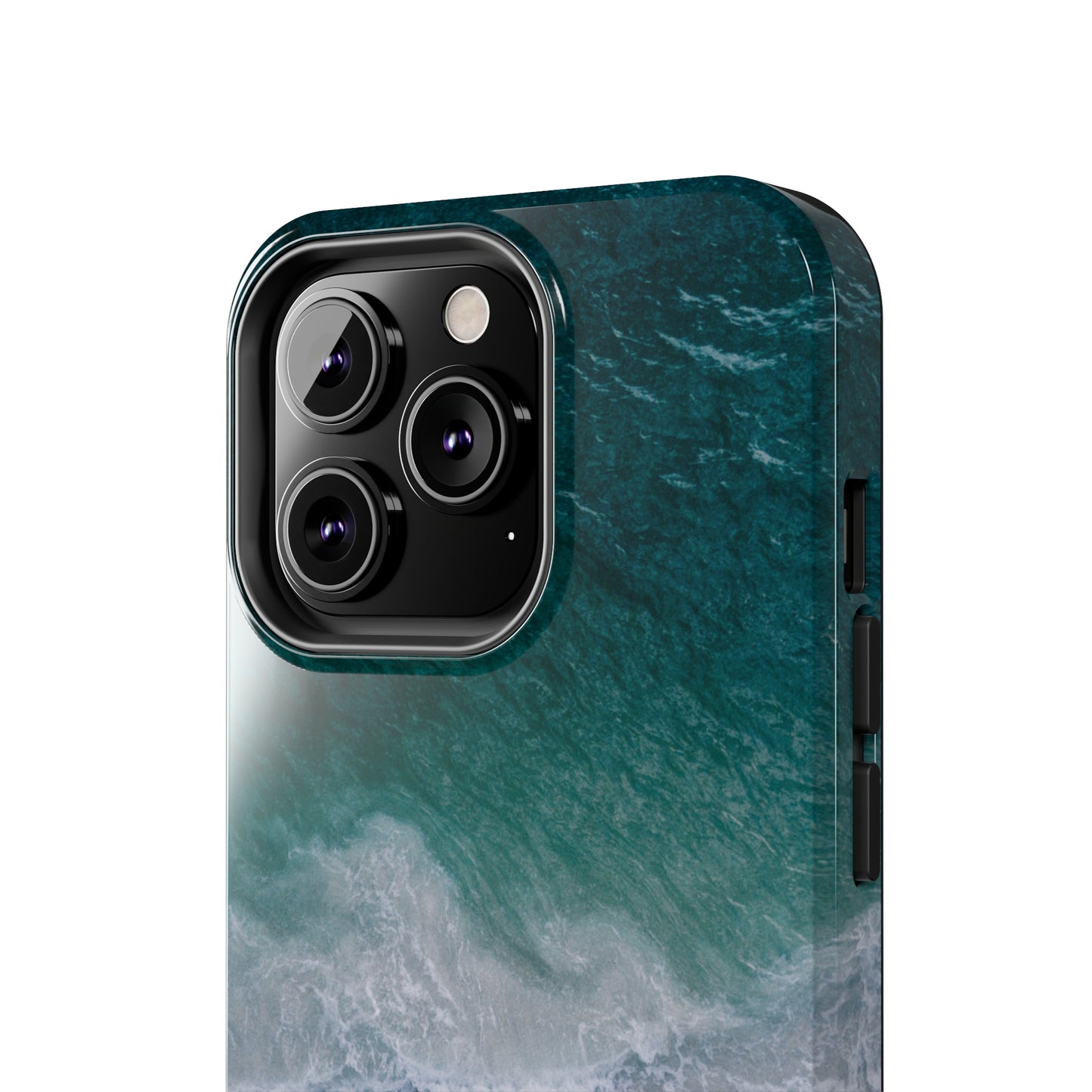 Ocean's Embrace: Deep Green Waters with White Waves Crashing onto the Beach Design Iphone Tough Phone Case