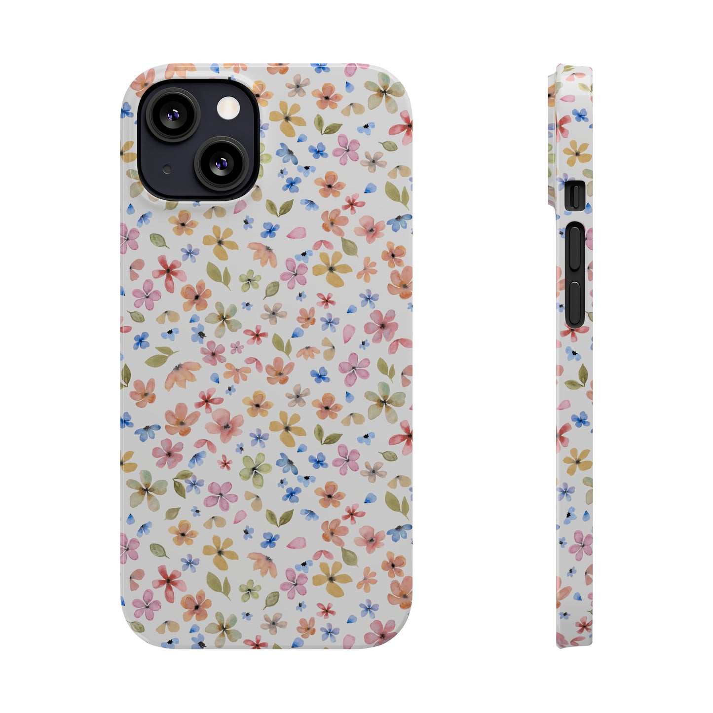 Tiny Pink, Yellow and Blue Flowers Iphone 15-12 Slim Phone Case