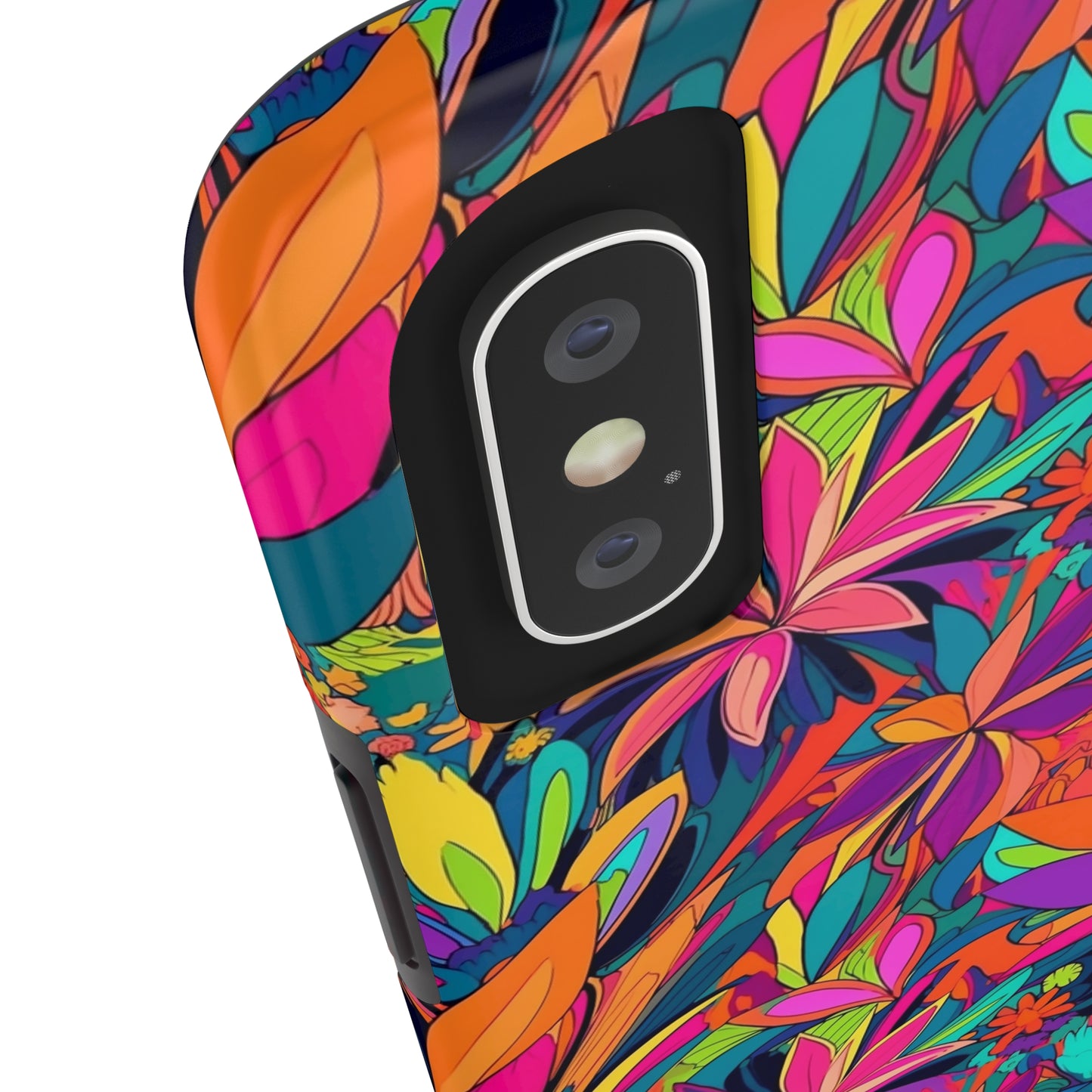 Tropical Neon Flowers Iphone Tough Phone Case