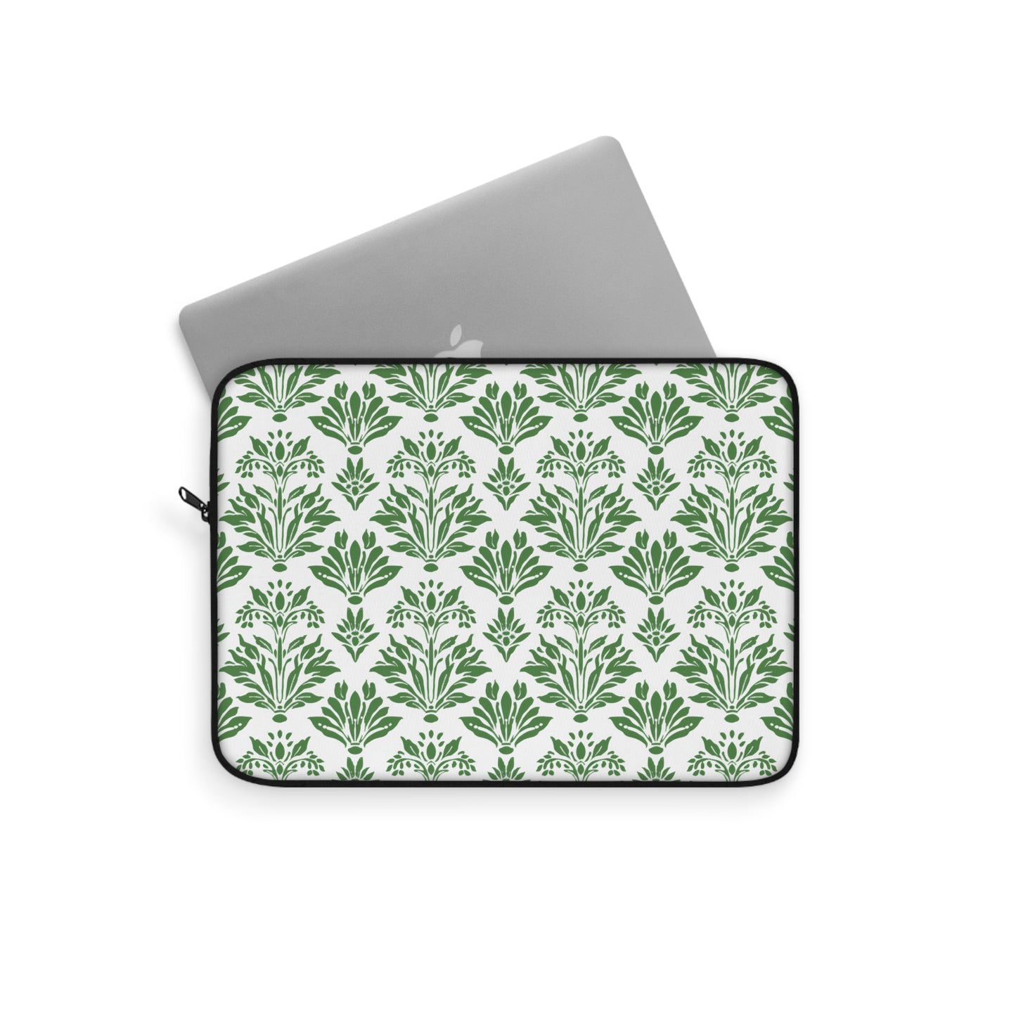 Green Floral Indian Block Print Pattern Laptop or Ipad Protective Sleeve 3 Sizes Available