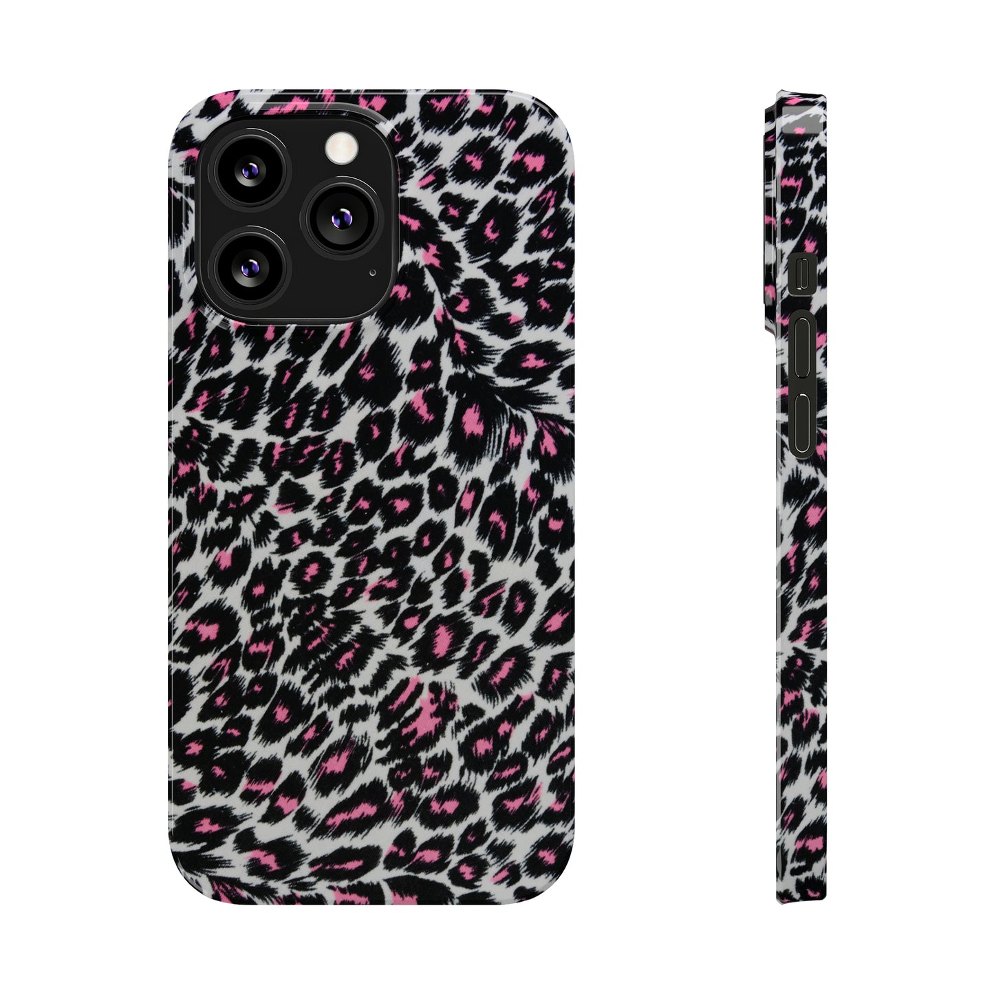 Fierce Femininity Pink and Black Leopard Print Iphone 15-12 Slim Phone Case