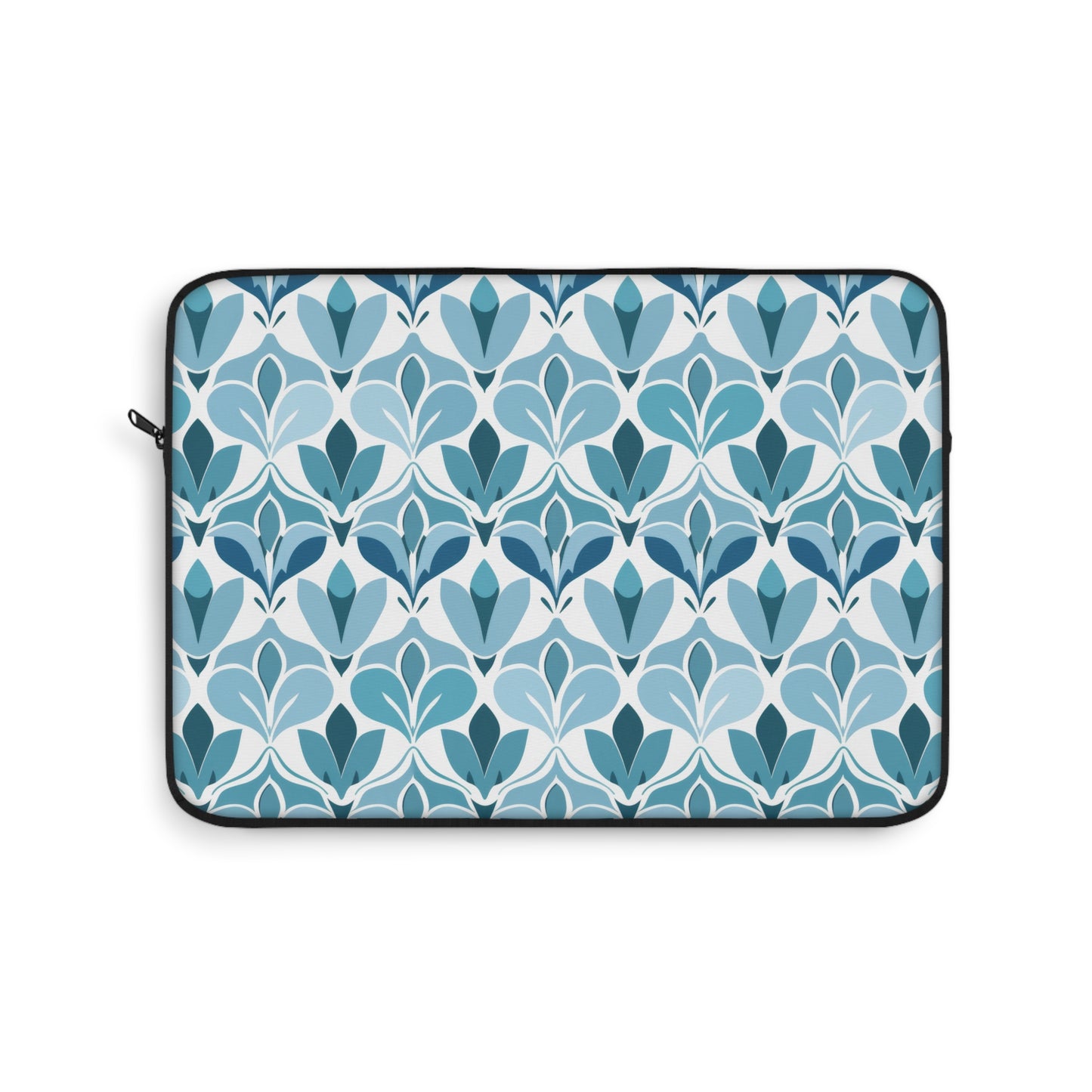 Elegant Floral Pattern in Shades of Aqua and Teal, Forming Graceful Botanical Motifs Laptop or Ipad Protective Sleeve 3 Sizes Available