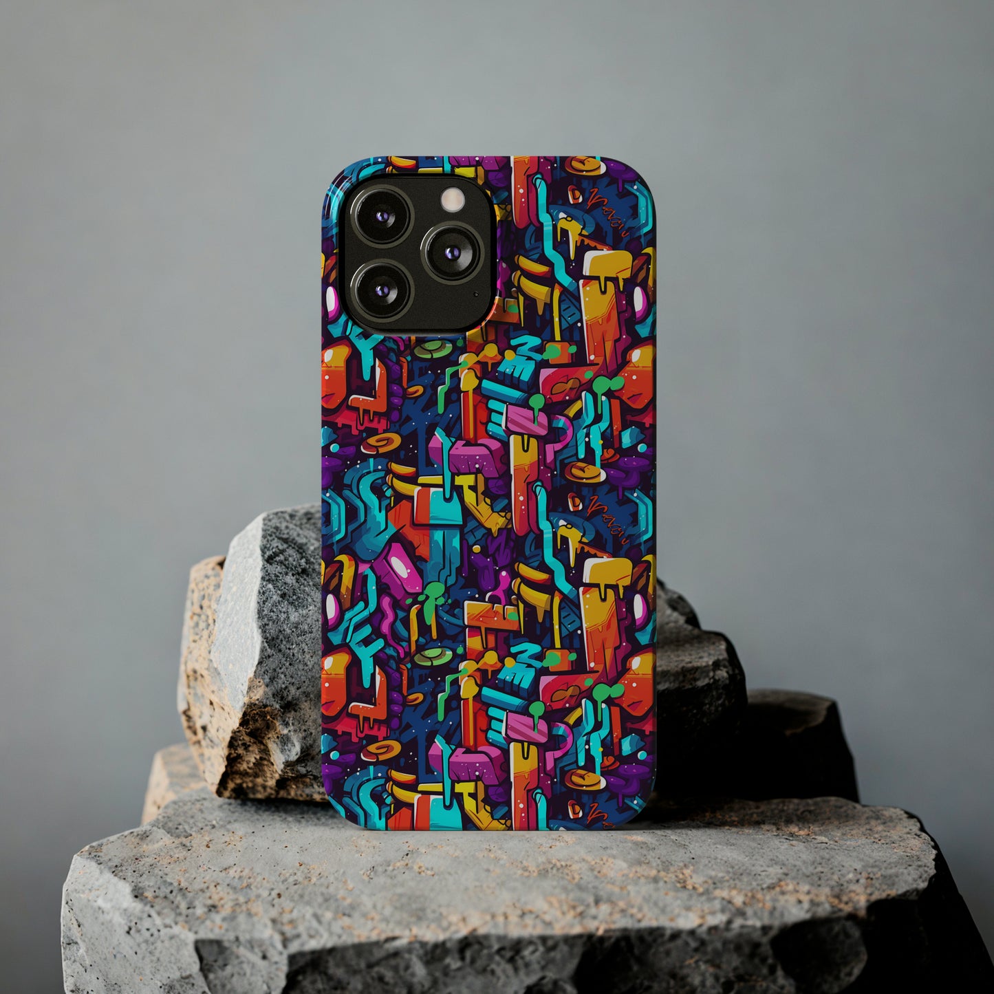 3D Abstract Colorful Street Graffiti Art Design Iphone 15-12 Slim Phone Case