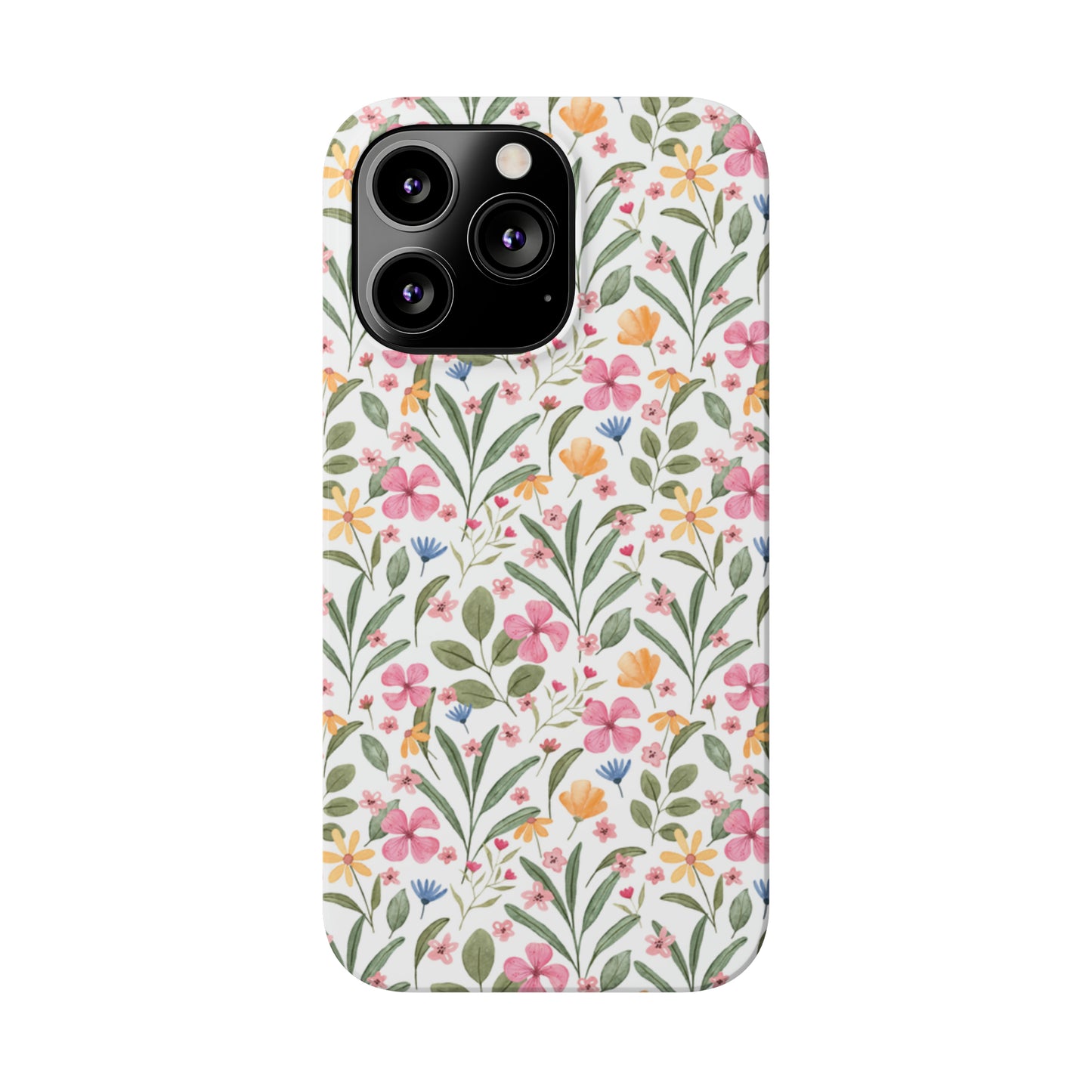 Pink Watercolor Spring Flowers Iphone 15-12 Slim Phone Case