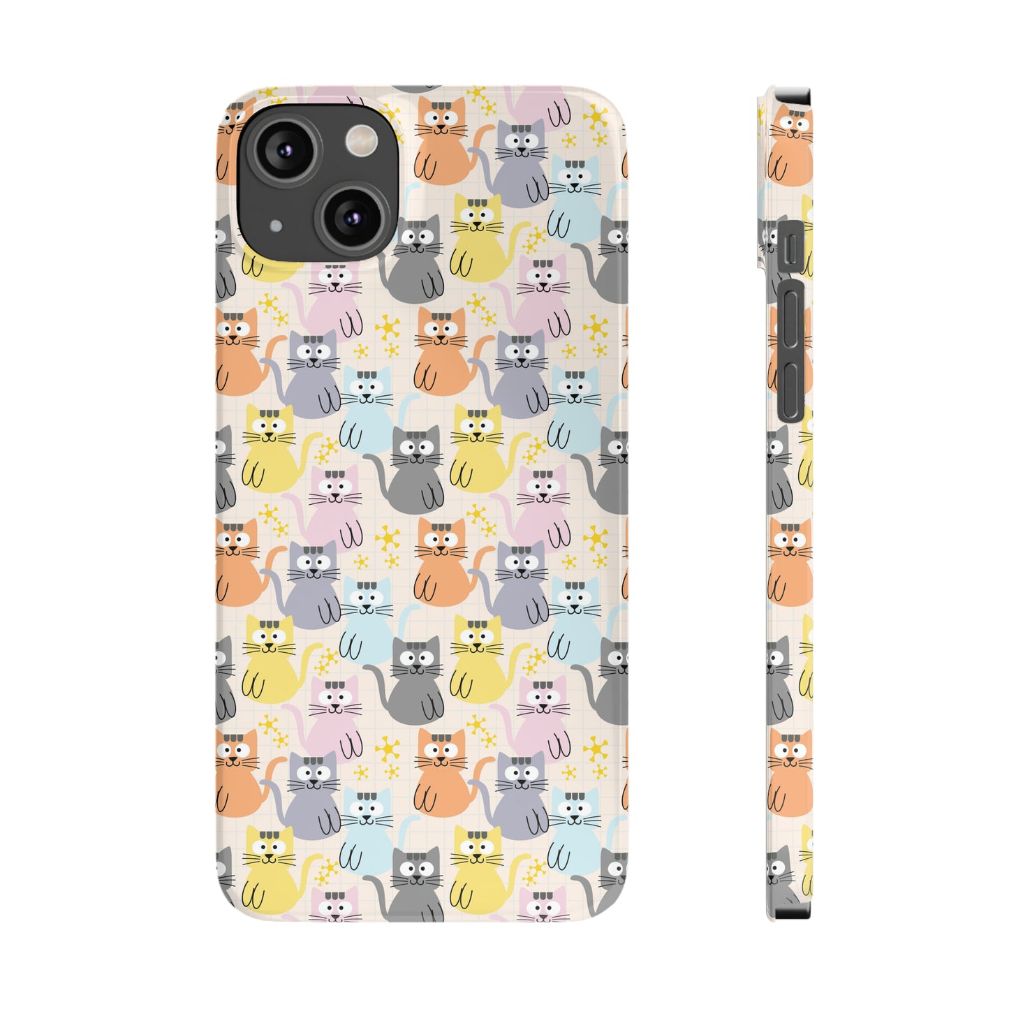 Adorable Cartoon Kitties: Pastel-Colored and Overflowing with Cuteness Iphone 15-12 Slim Phone Case