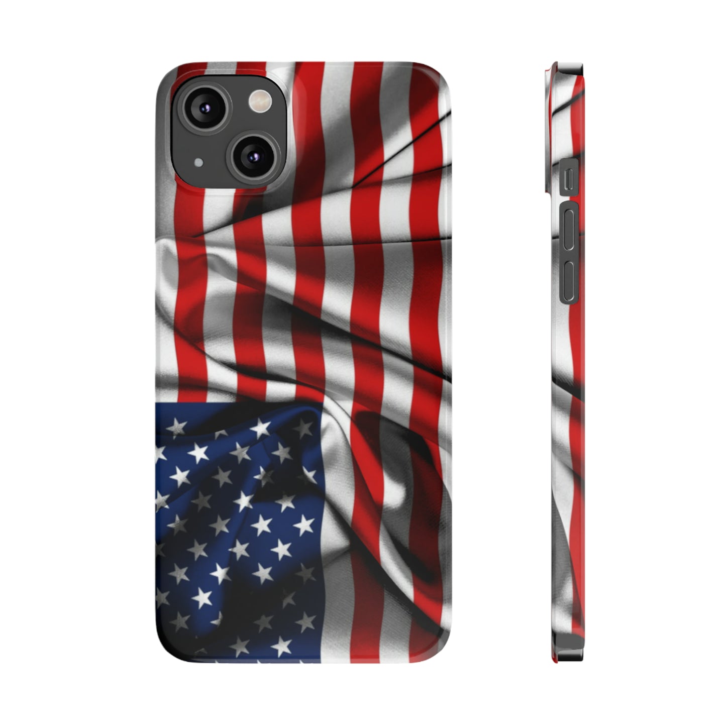 Proudly Unfurling: The American Flag Waves in Patriotic Splendor Iphone 15-12 Slim Phone Case