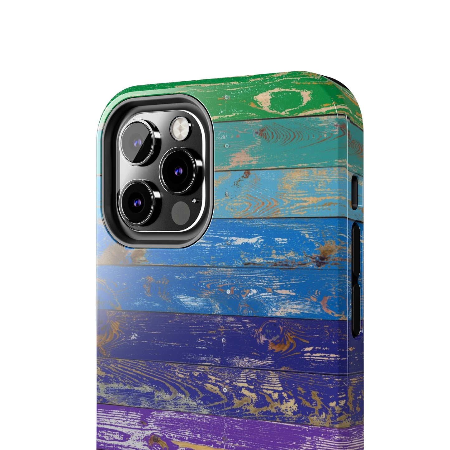 Rainbow Wood Planks Iphone Tough Phone Case