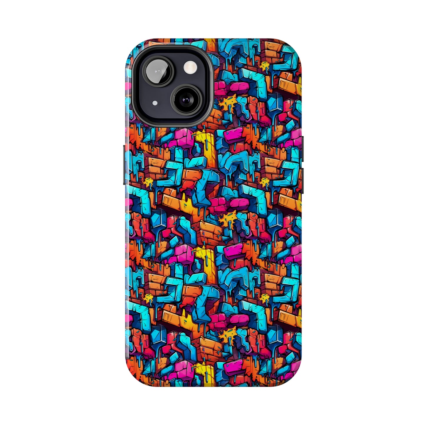 3D Rainbow Colored Graphic Blocks Design Iphone Tough Phone Case