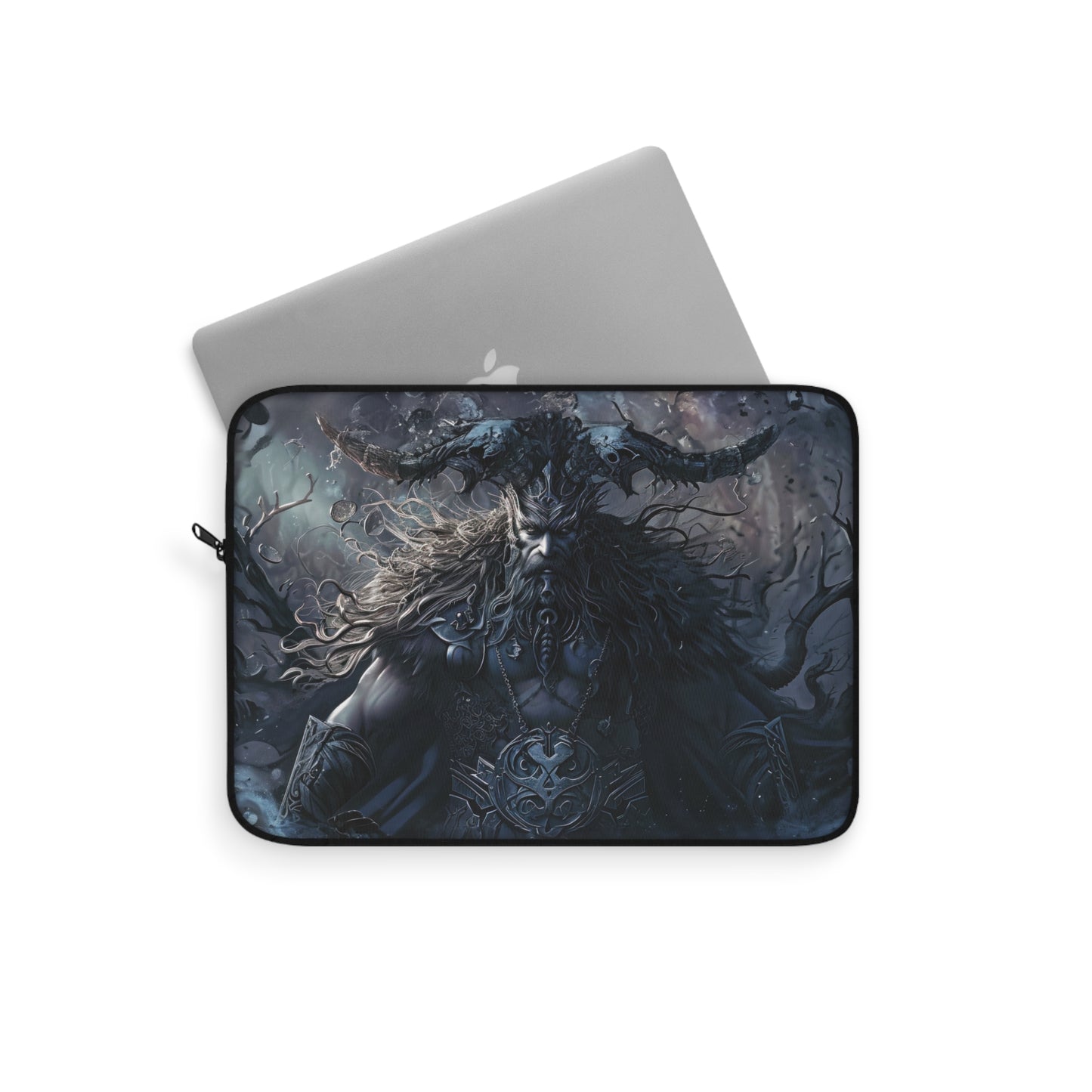 Majestic Norse God Odin with Horned Helmet and Flowing Hair Nordic Warrior - Laptop or Ipad Protective Sleeve 3 Sizes