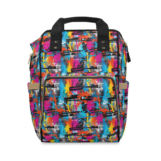 Vibrant Vandalism: Rainbow Graffiti Artistry Multifunctional Diaper Backpack