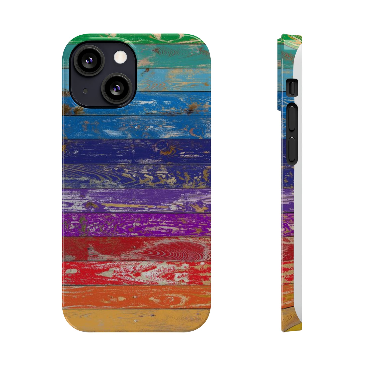 Rainbow Wood Planks Iphone 15-12 Slim Phone Case