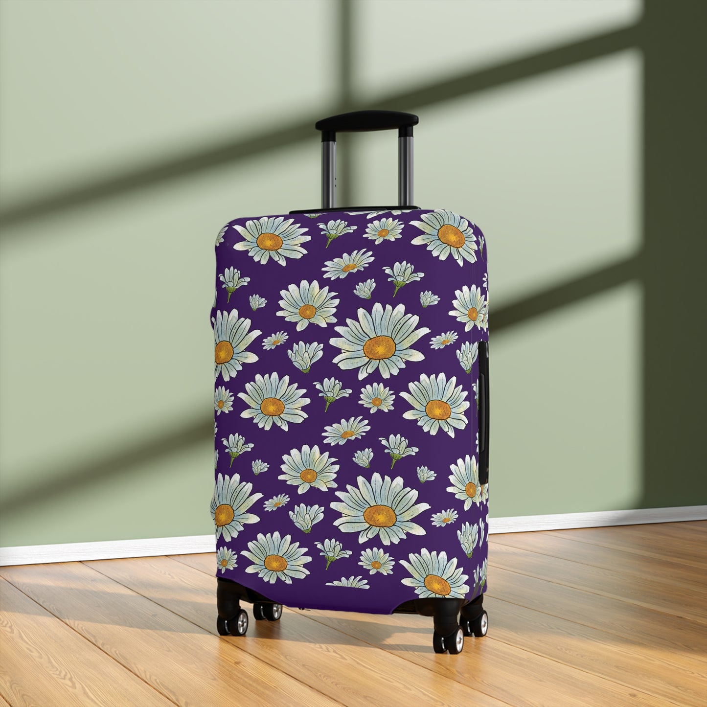 Large Watercolor Summer Daisies Blooming Against a Bold Purple Background  - Luggage Protector and Cover 3 Sizes