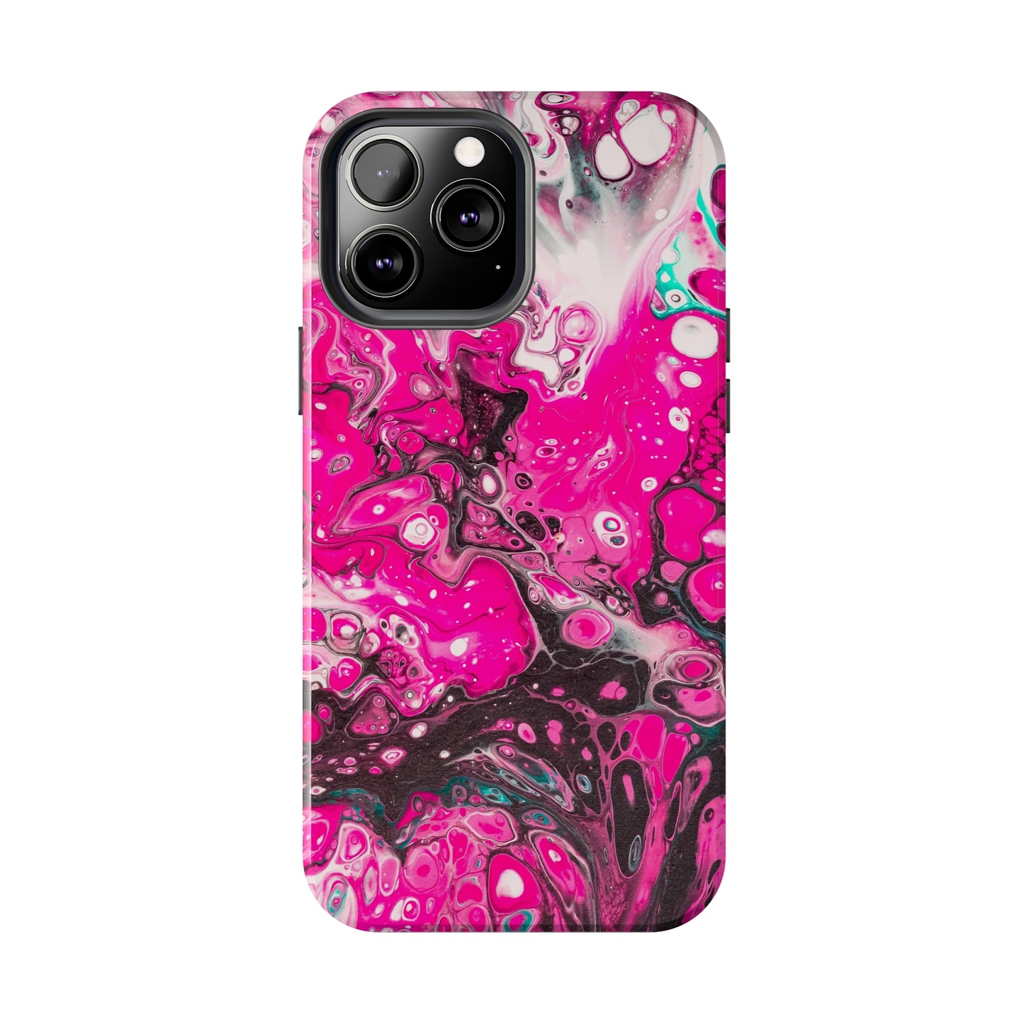 Pink, Black and White Alcohol Ink Design Iphone Tough Phone Case