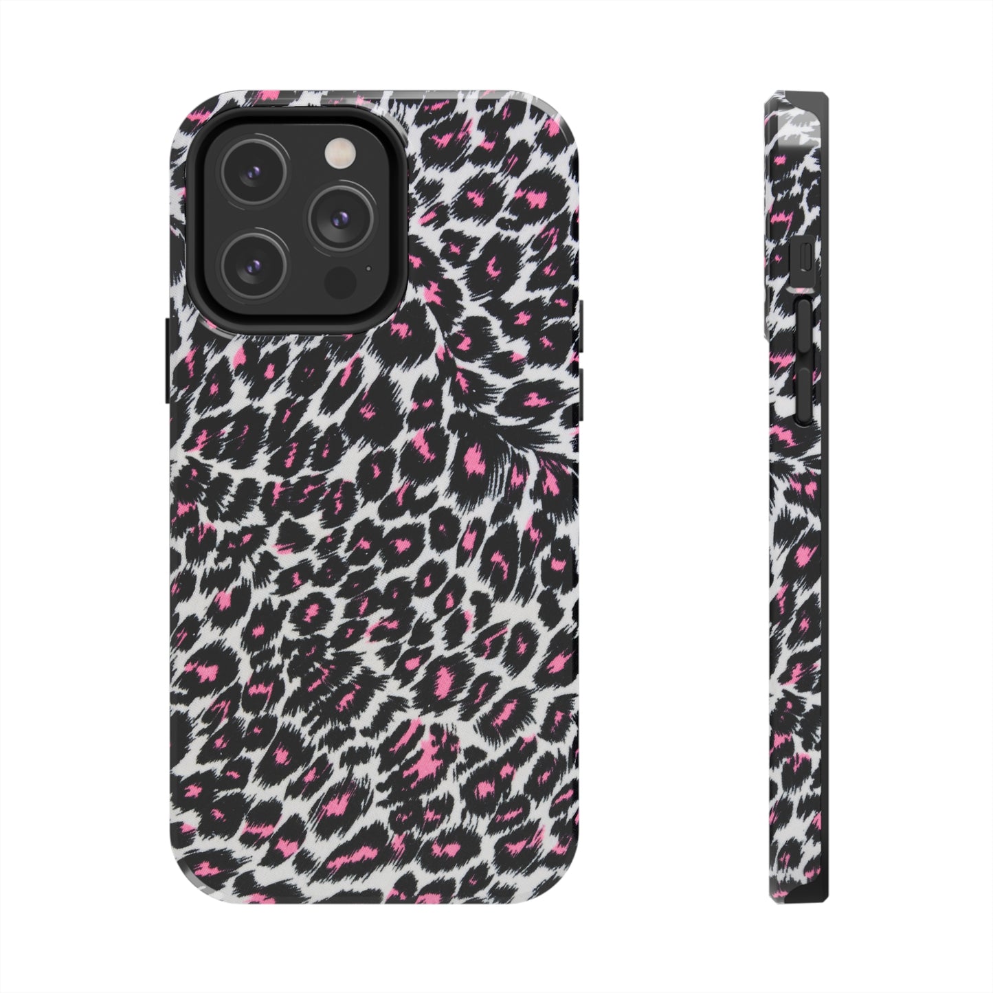 Fierce Femininity Pink and Black Leopard Print Iphone Tough Phone Case