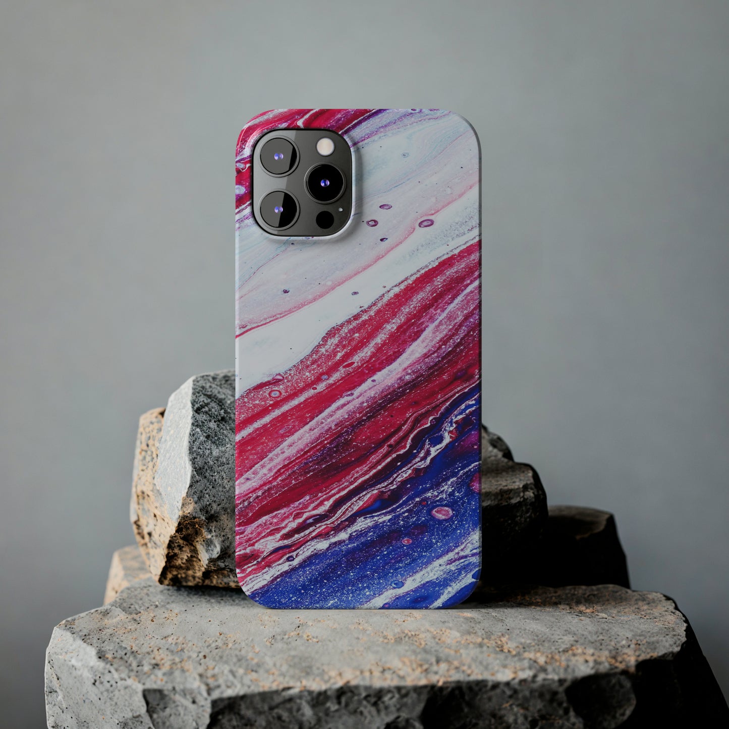 Red White and Blue Alcohol Ink Design Iphone 15-12 Slim Phone Case