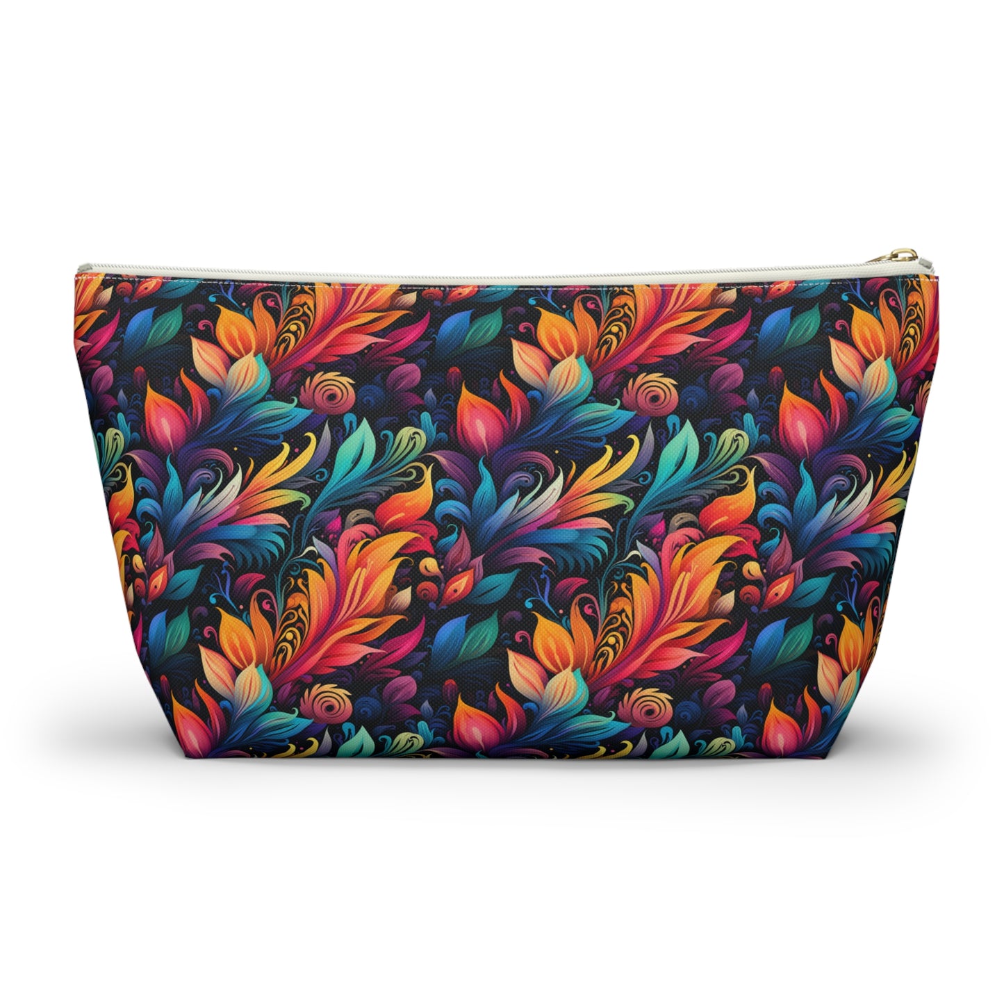 Mystical Neon Flowers and Leaves  - Makeup & Accessory Bag 2 Sizes