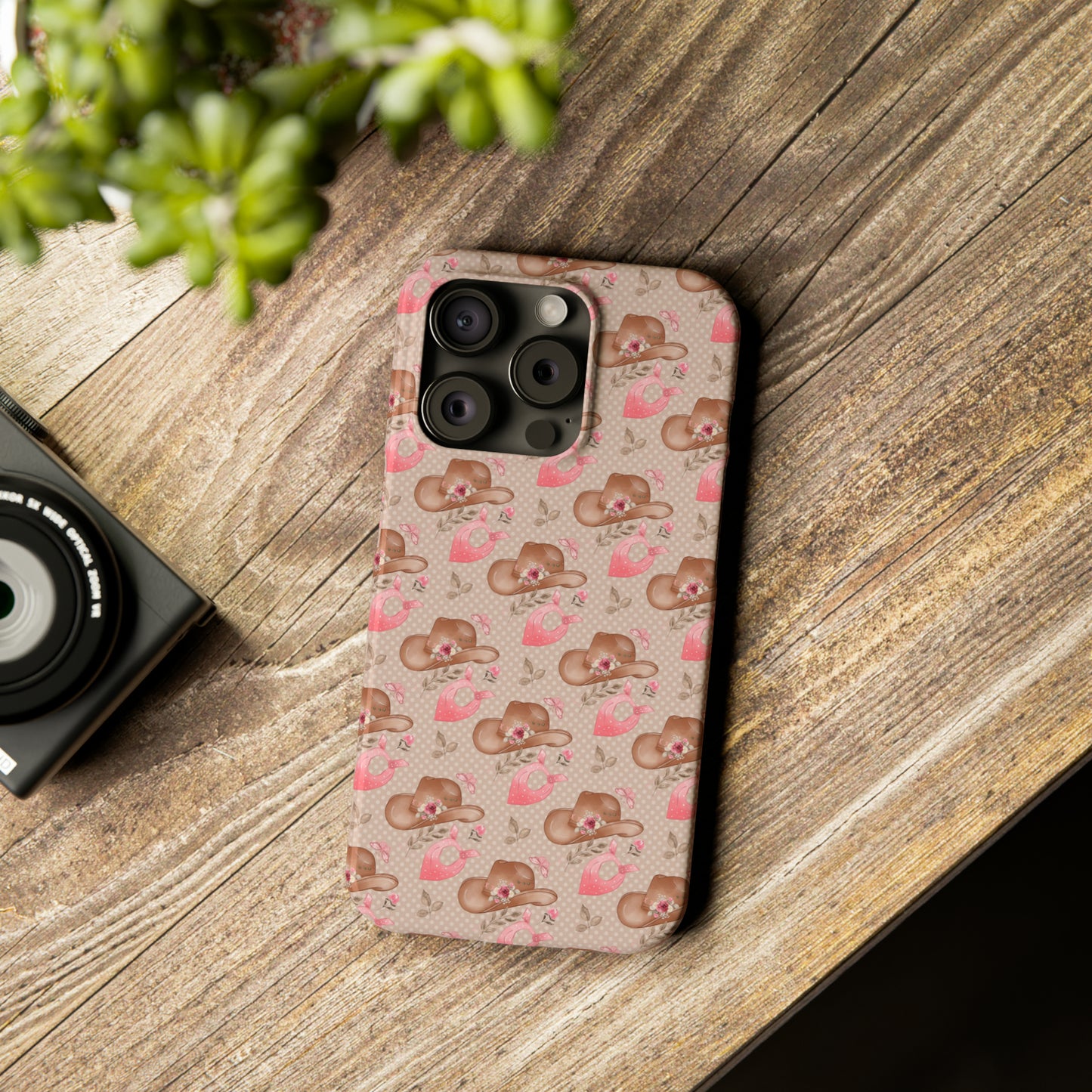 Western Cowgirl Hat with Flowers Iphone 15-12 Slim Phone Case