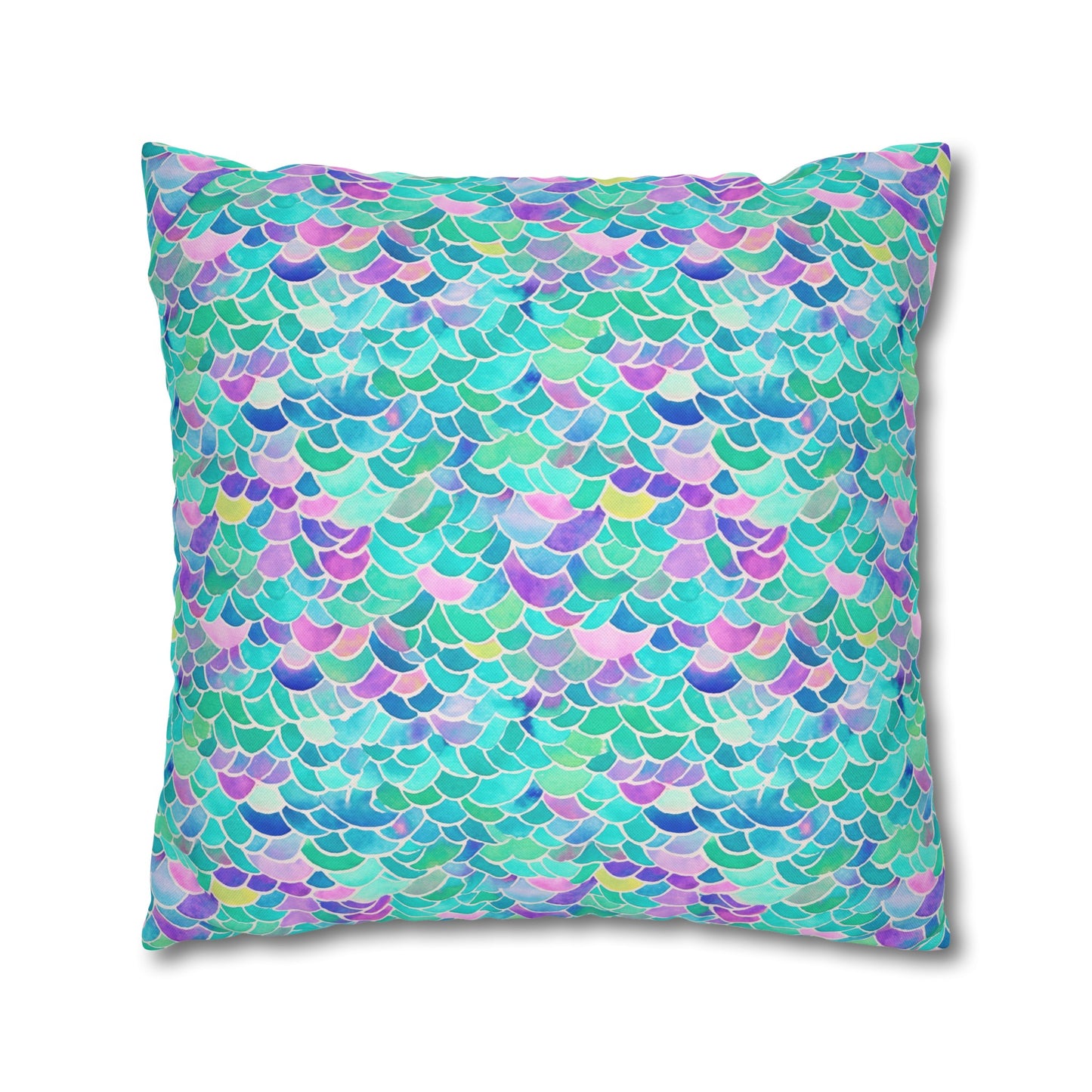 Pastel Seas: Mermaid Tail in Enchanting Pastel Hues Spun Polyester Square Pillowcase 4 Sizes