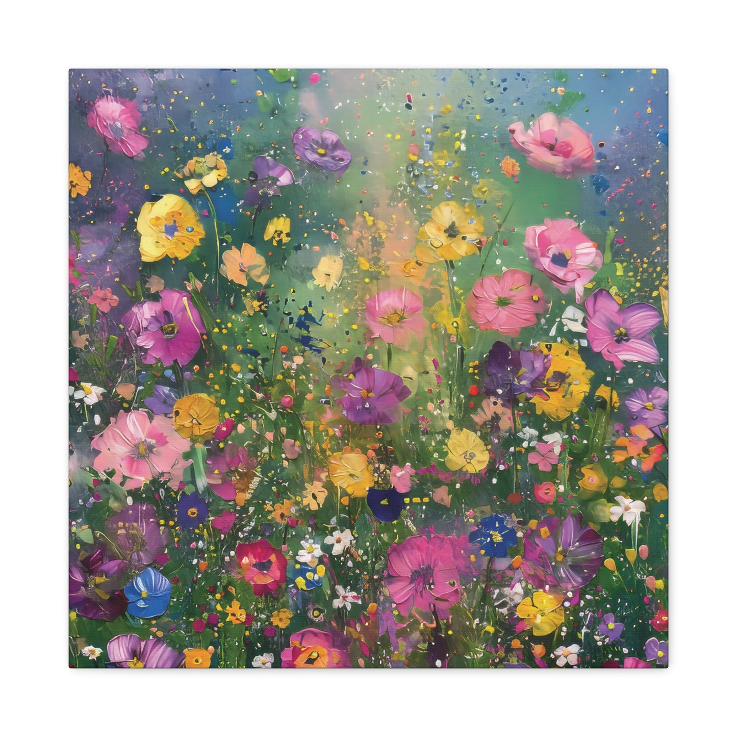 Field of Bright Spring Flowers Print on Canvas Gallery Wraps  - 5 Sizes